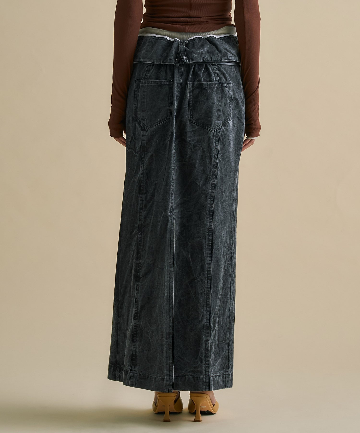 2way Waist Belted Denim Skirt