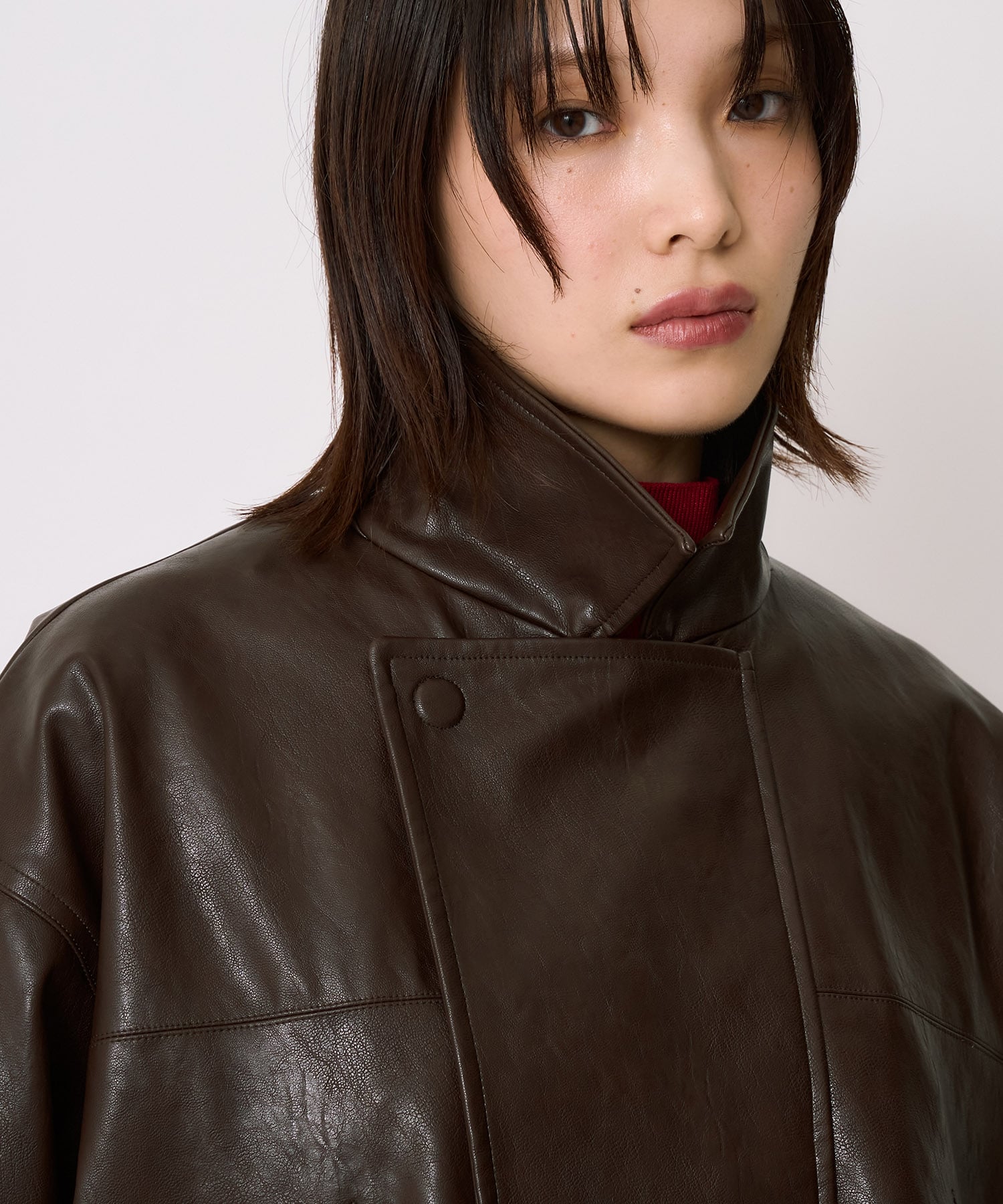 コクーンレザーボンバージャケット