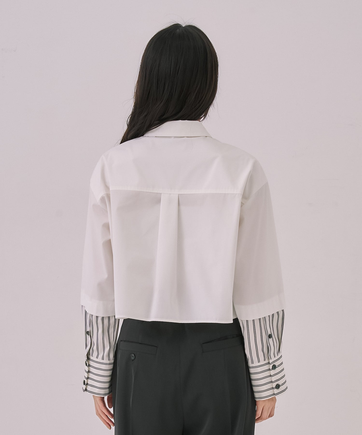 バイカラースリーブショートシャツ