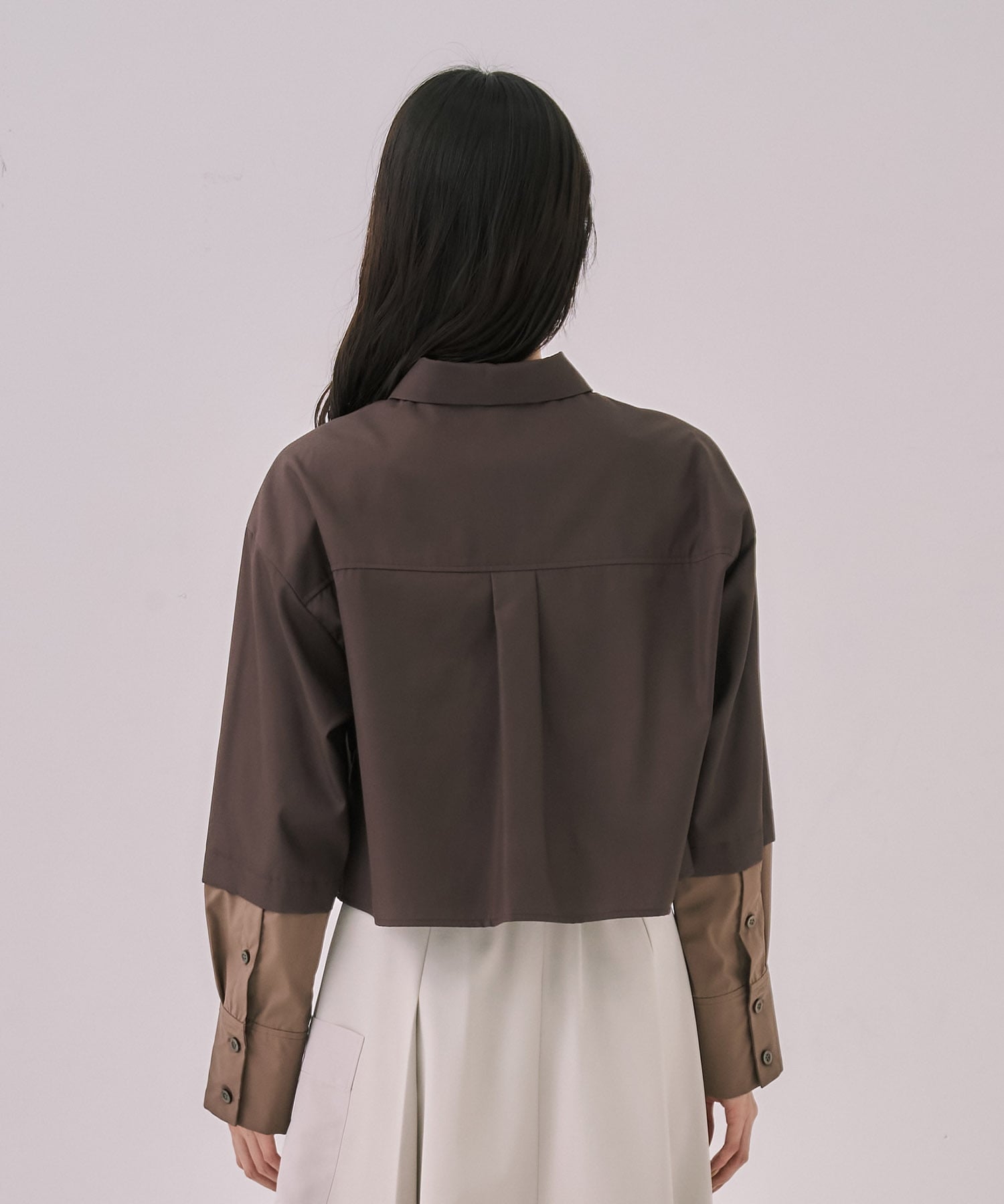 バイカラースリーブショートシャツ