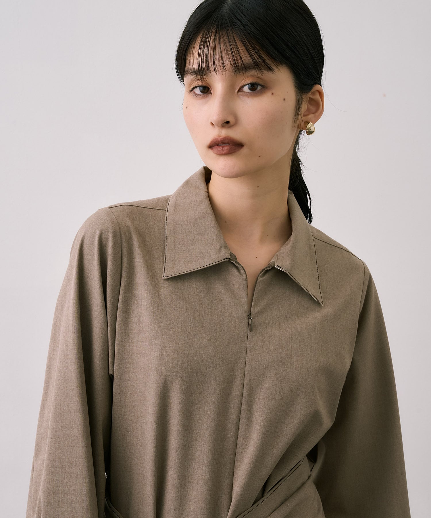 Scarf Wrapped Shirt Dress