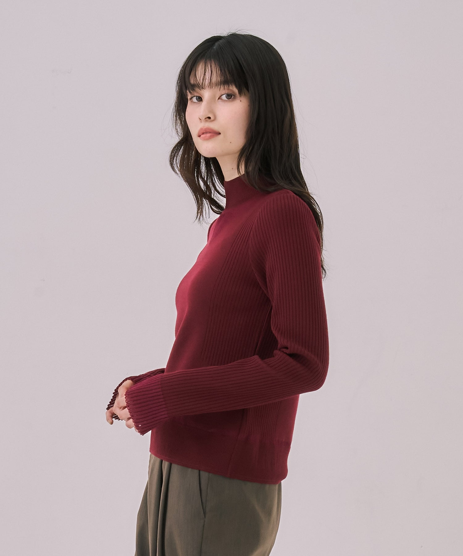 クリアコンビVネックニットプルオーバー