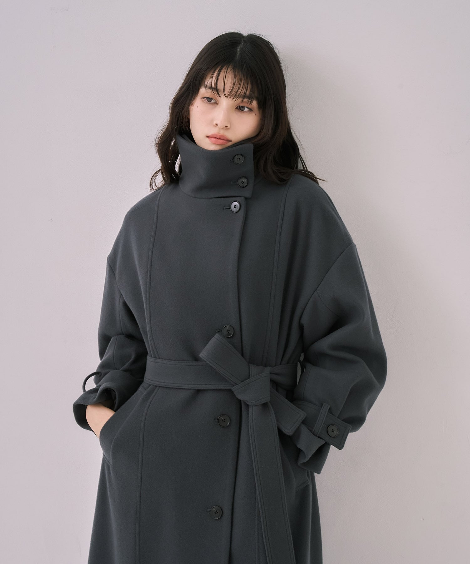 〈残りわずか〉スタンドカラーロングコート