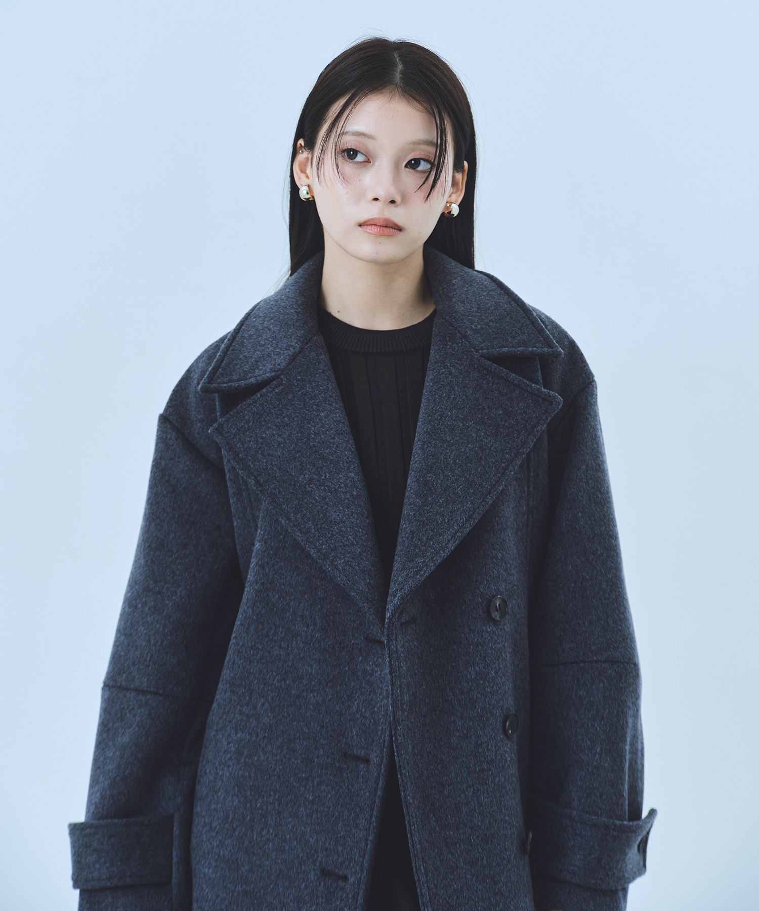 SUPER140ラペルショートコート