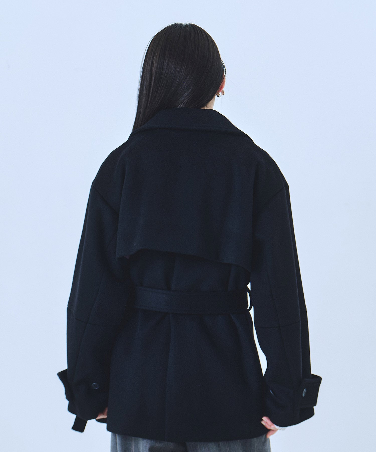 SUPER140ラペルショートコート