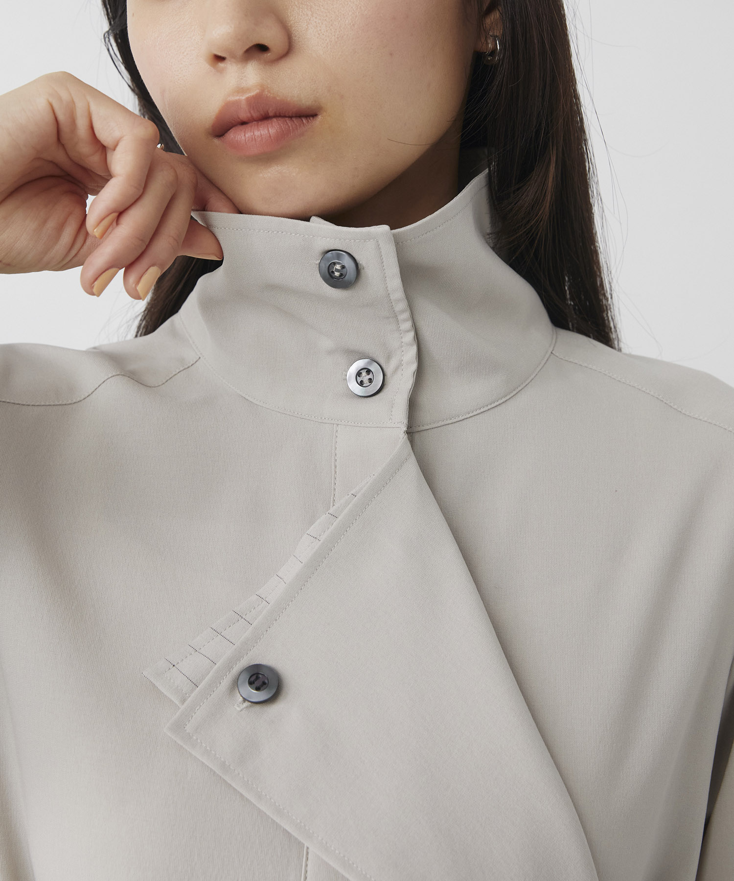 スタンドカラーラペルシャツワンピース