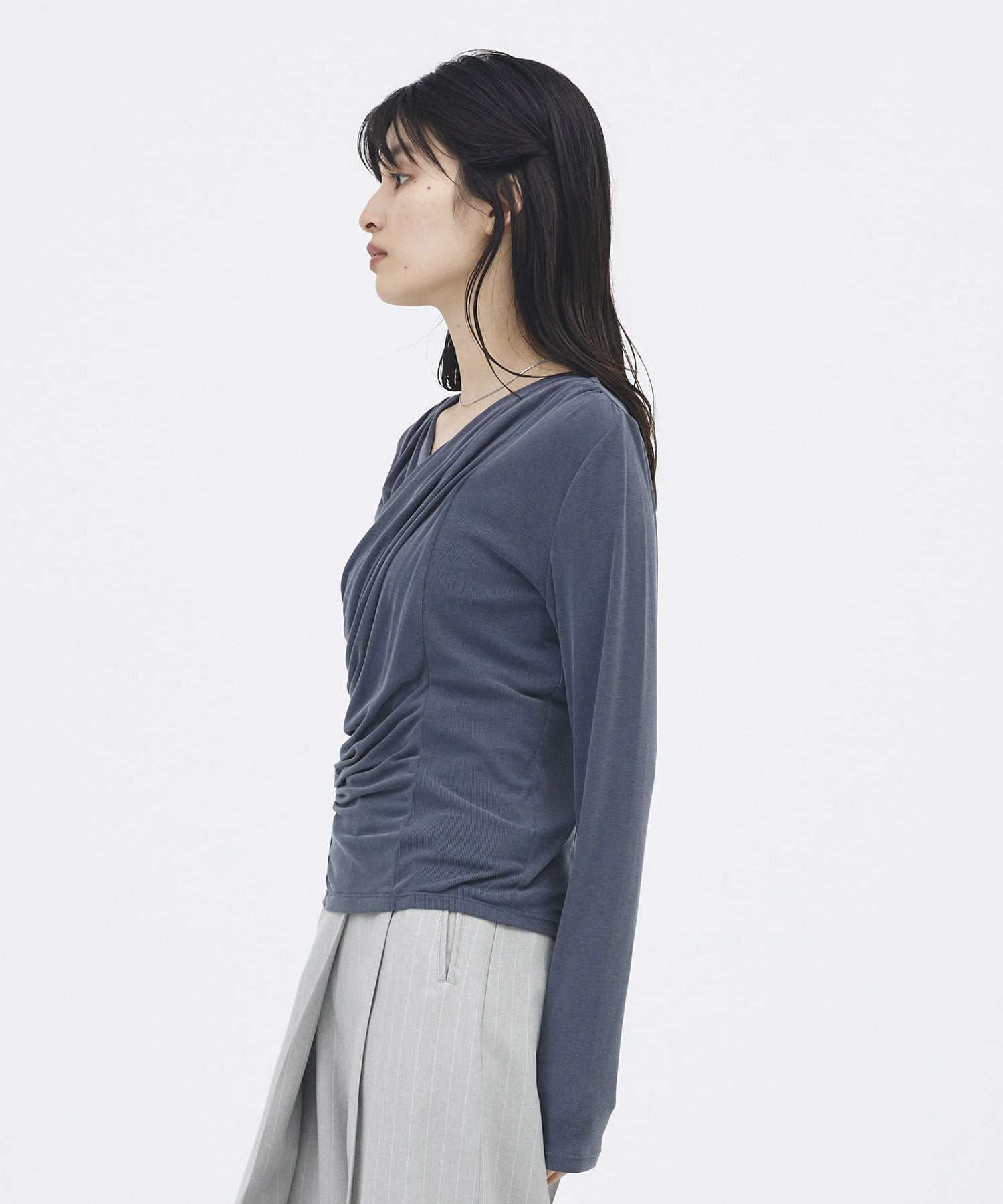 アシメドレープトップス