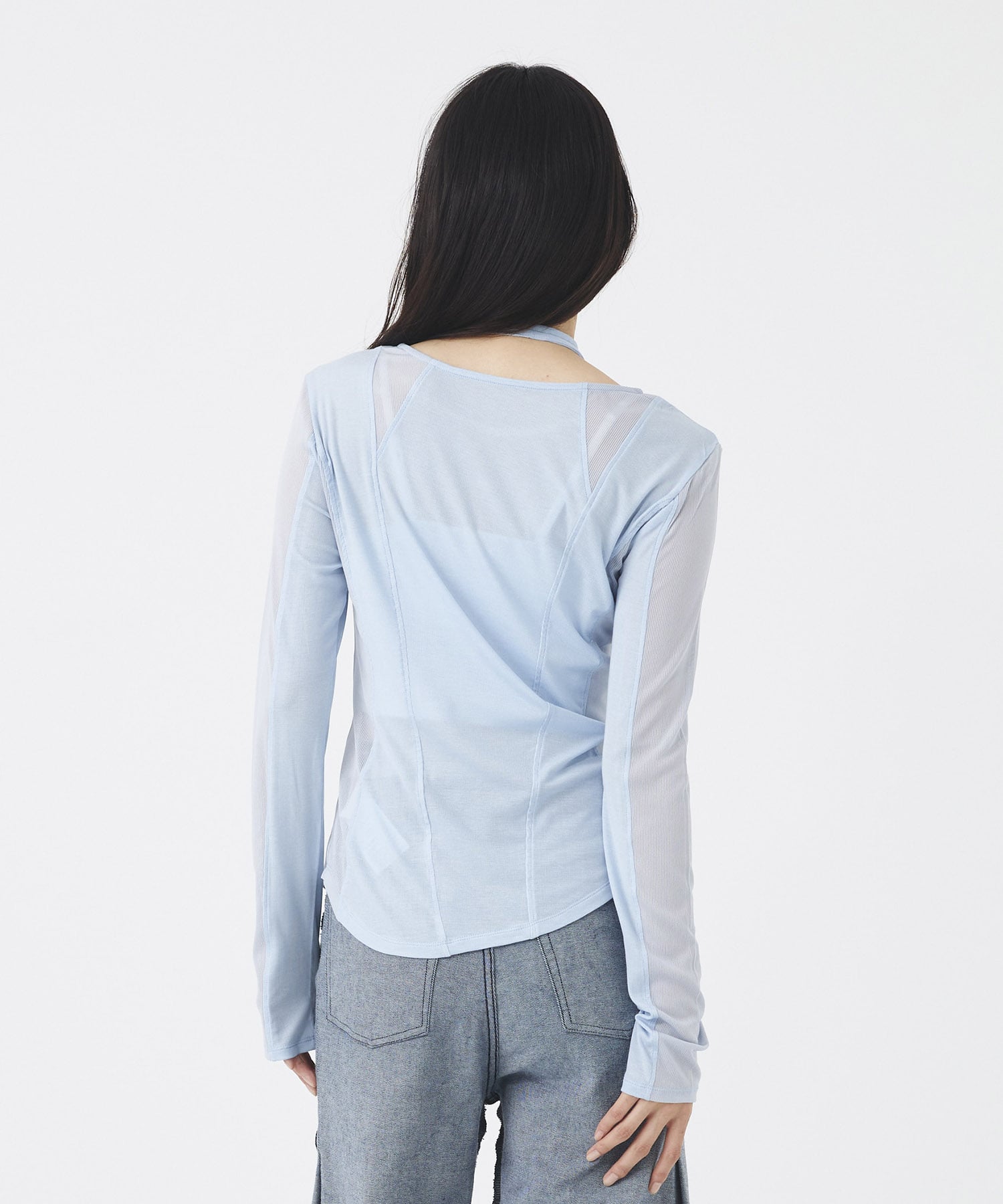 シアーストライプカットコンビプルオーバー