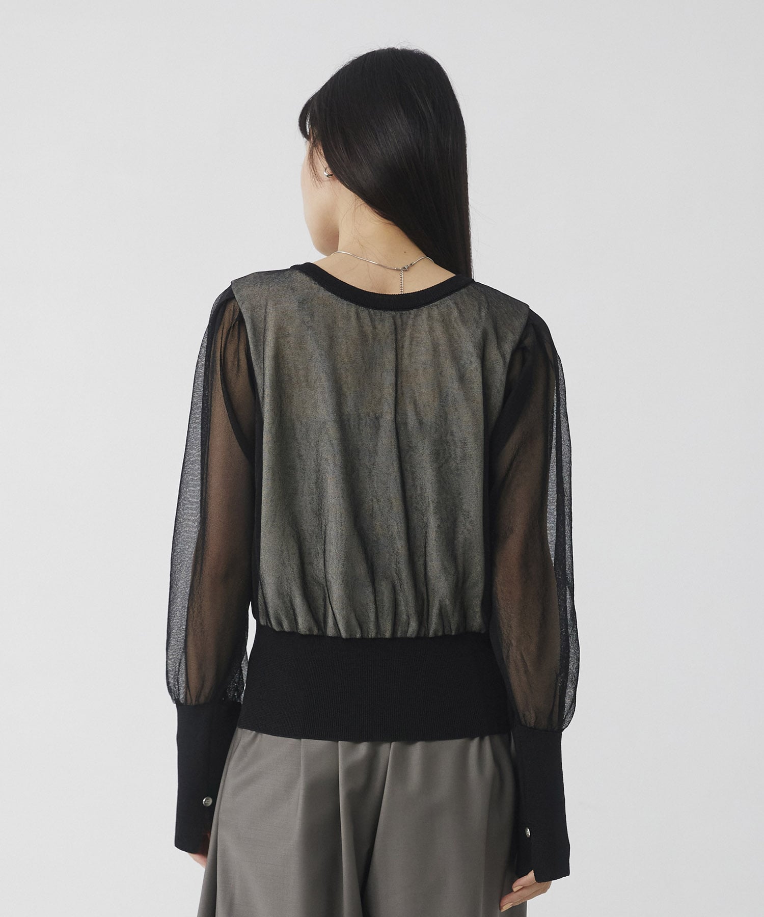 シアースリーブキュプラニットカーデ