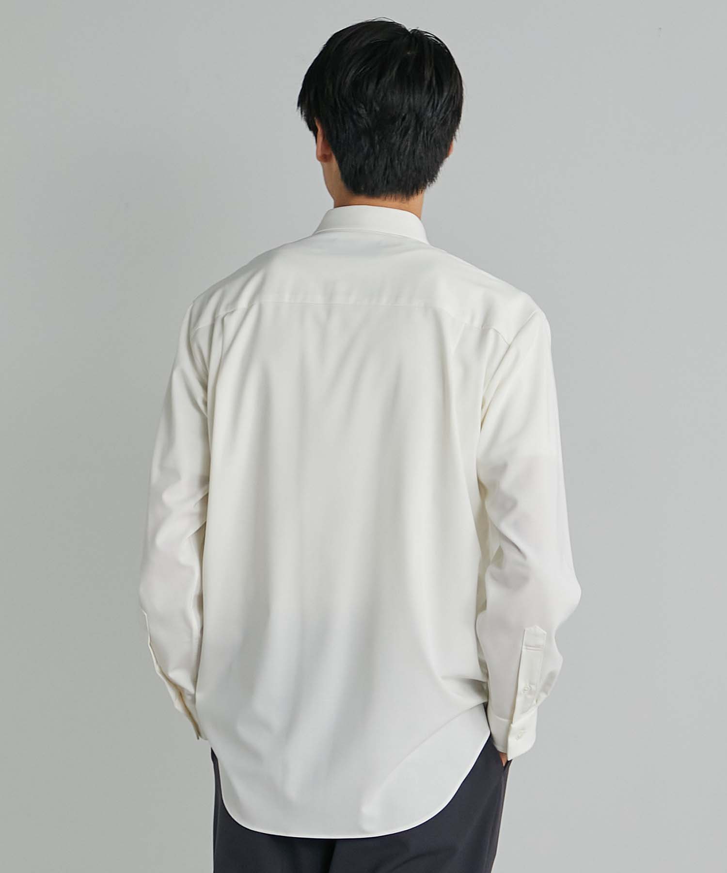 High twist ストレッチ レギュラーカラーシャツ(1 IVORY): : メンズ