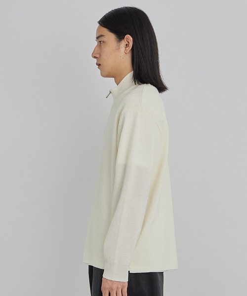 〈残りわずか〉18Gウールミラノリブハーフジップニット