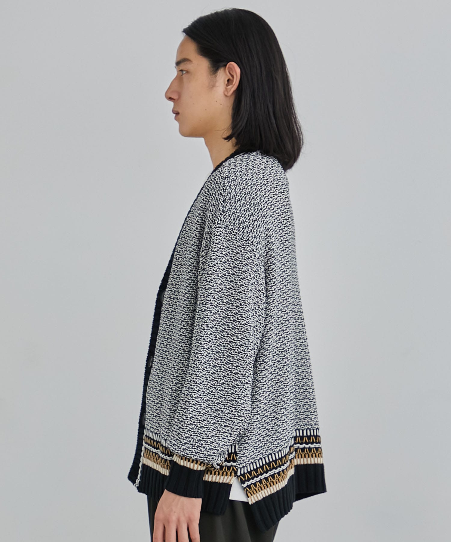 5GGミックスカラーステッチカーディガン