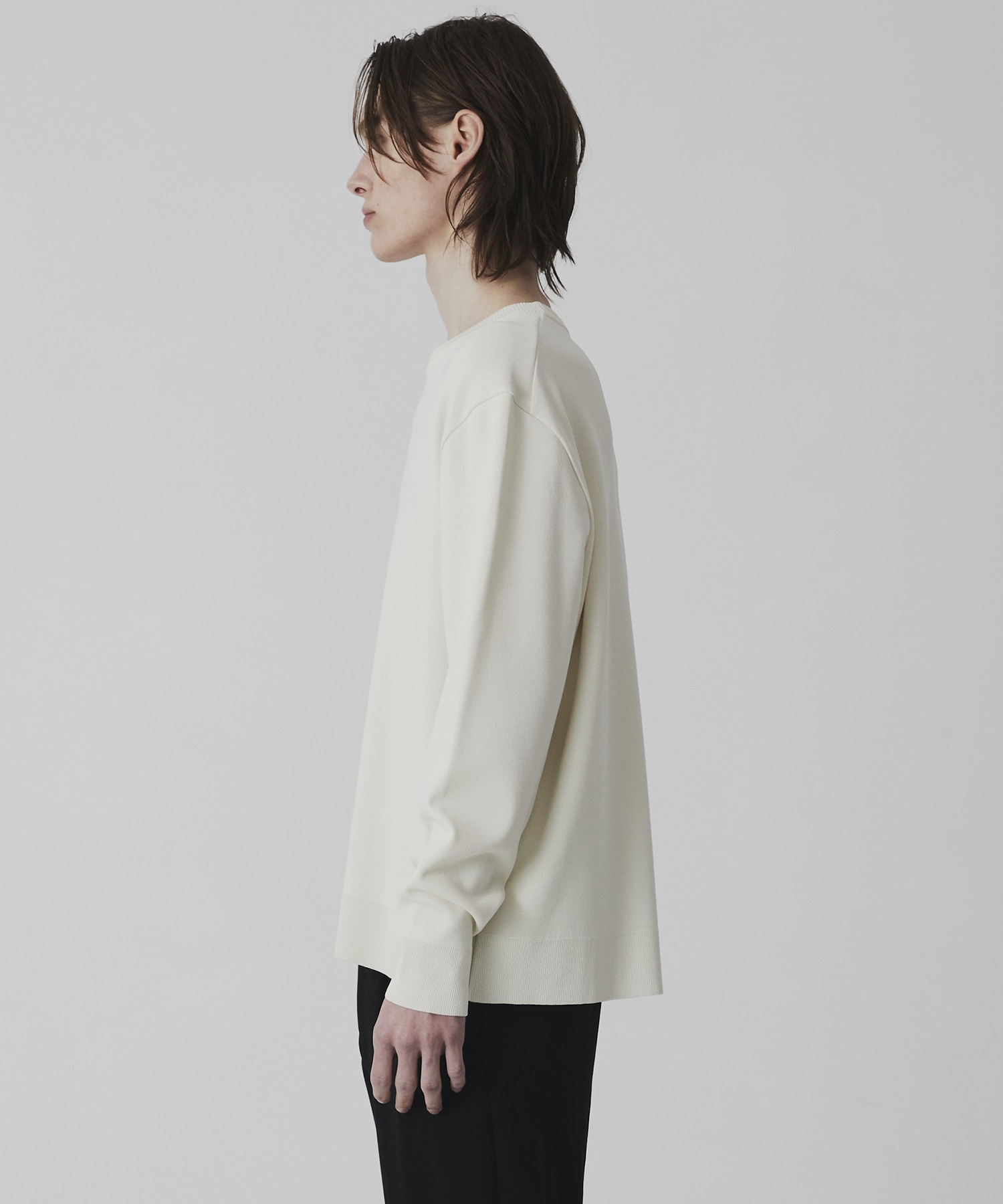 18G サーブルストレッチクルーネックニット