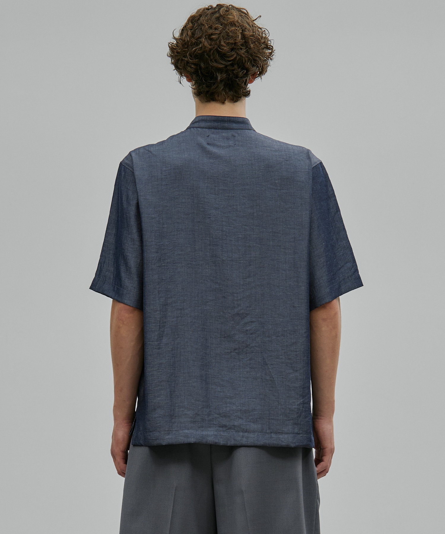 【新発売】ドライリネン バンドカラーシャツ S/S