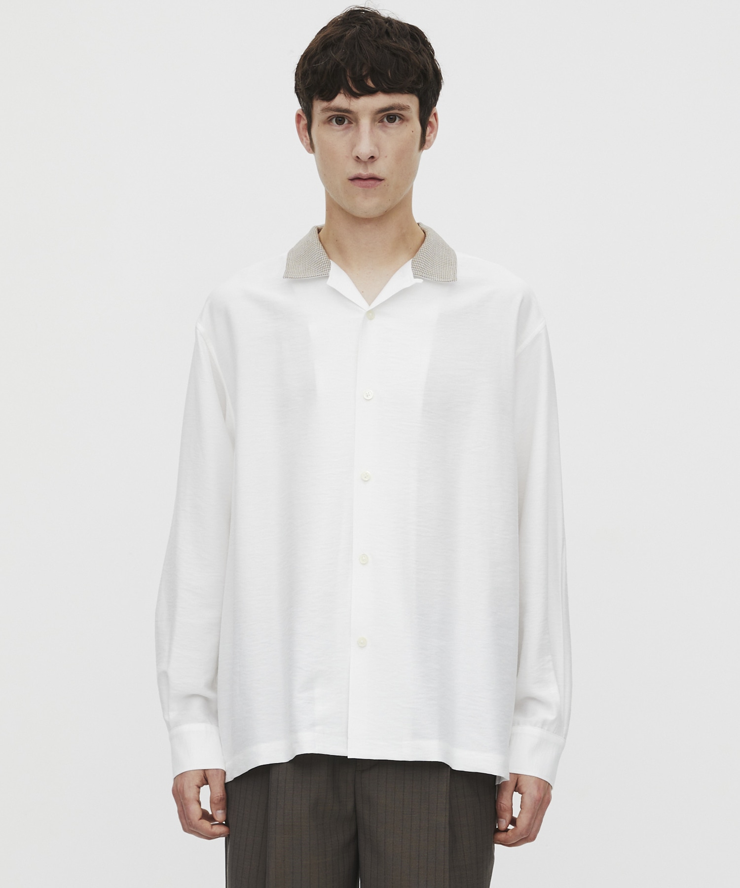 〈再入荷なし〉TWEED COLLER ロングスリーブシャツ