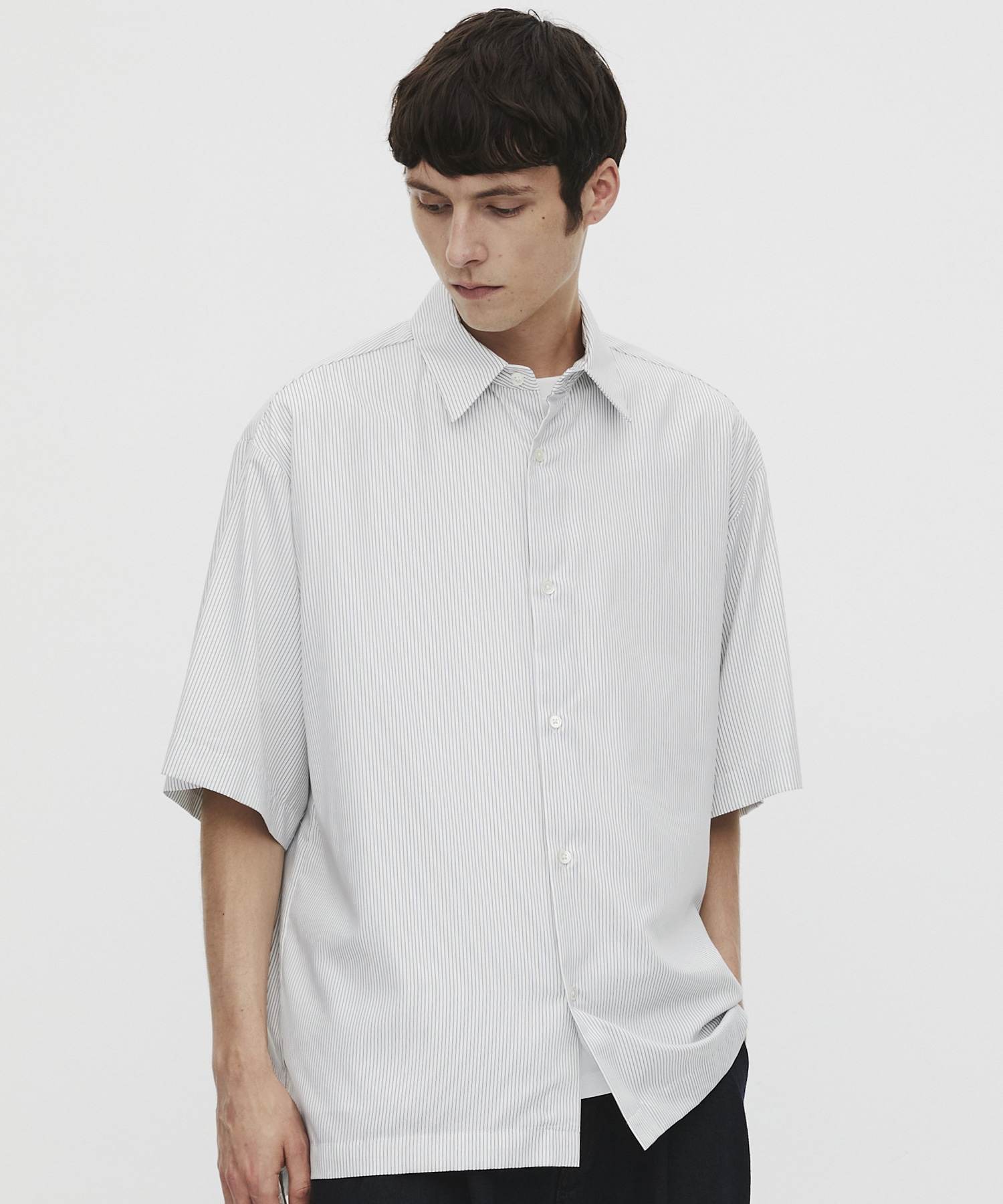 〈WEB限定〉DRY RAYON ストライプショートスリーブシャツ