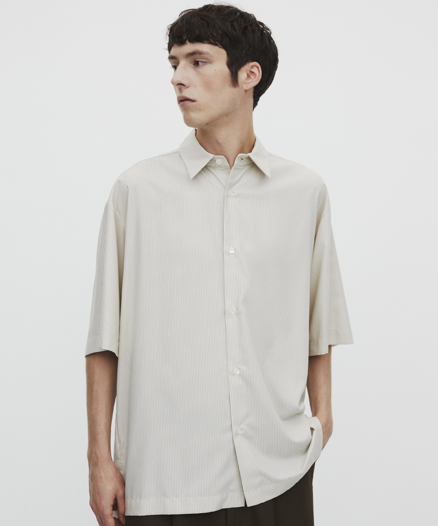 〈WEB限定〉DRY RAYON ストライプショートスリーブシャツ