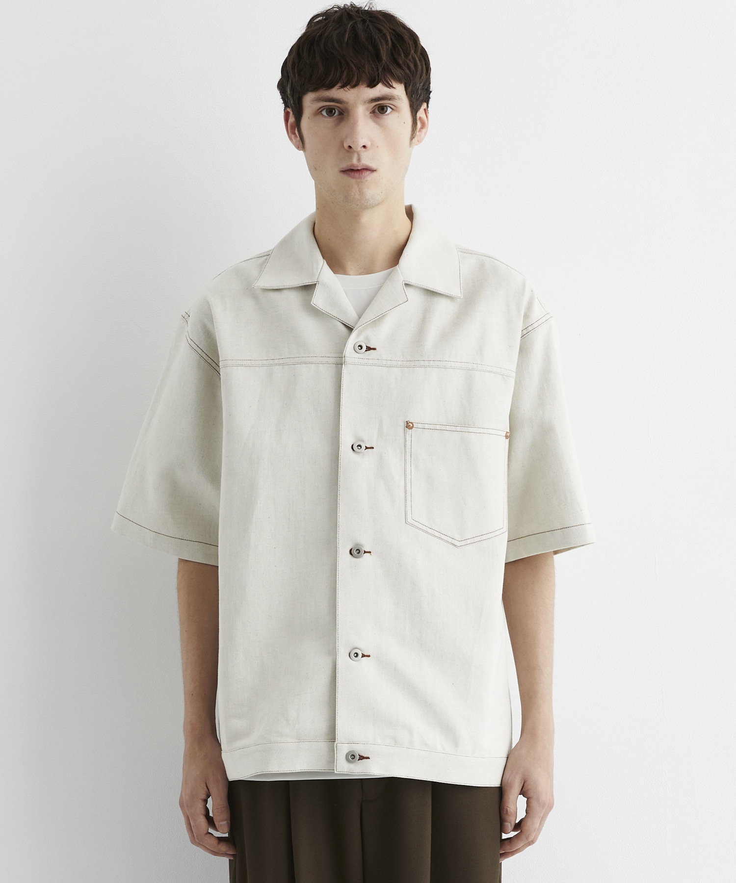 〈残りわずか｜再入荷なし〉9.5oz LINEN DENIM ワークシャツ S/S