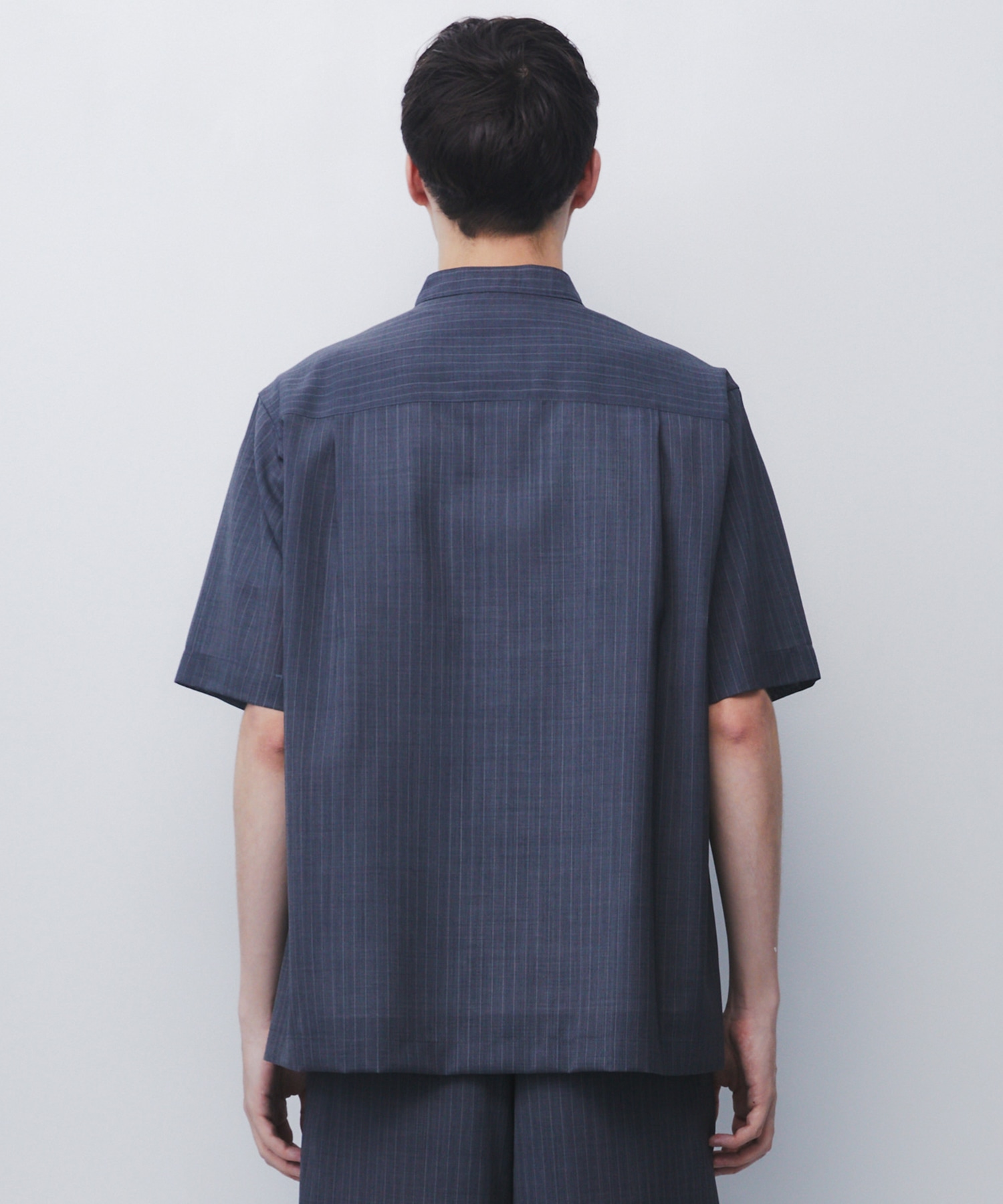 AIR WOOL ストライプバンドカラーシャツ