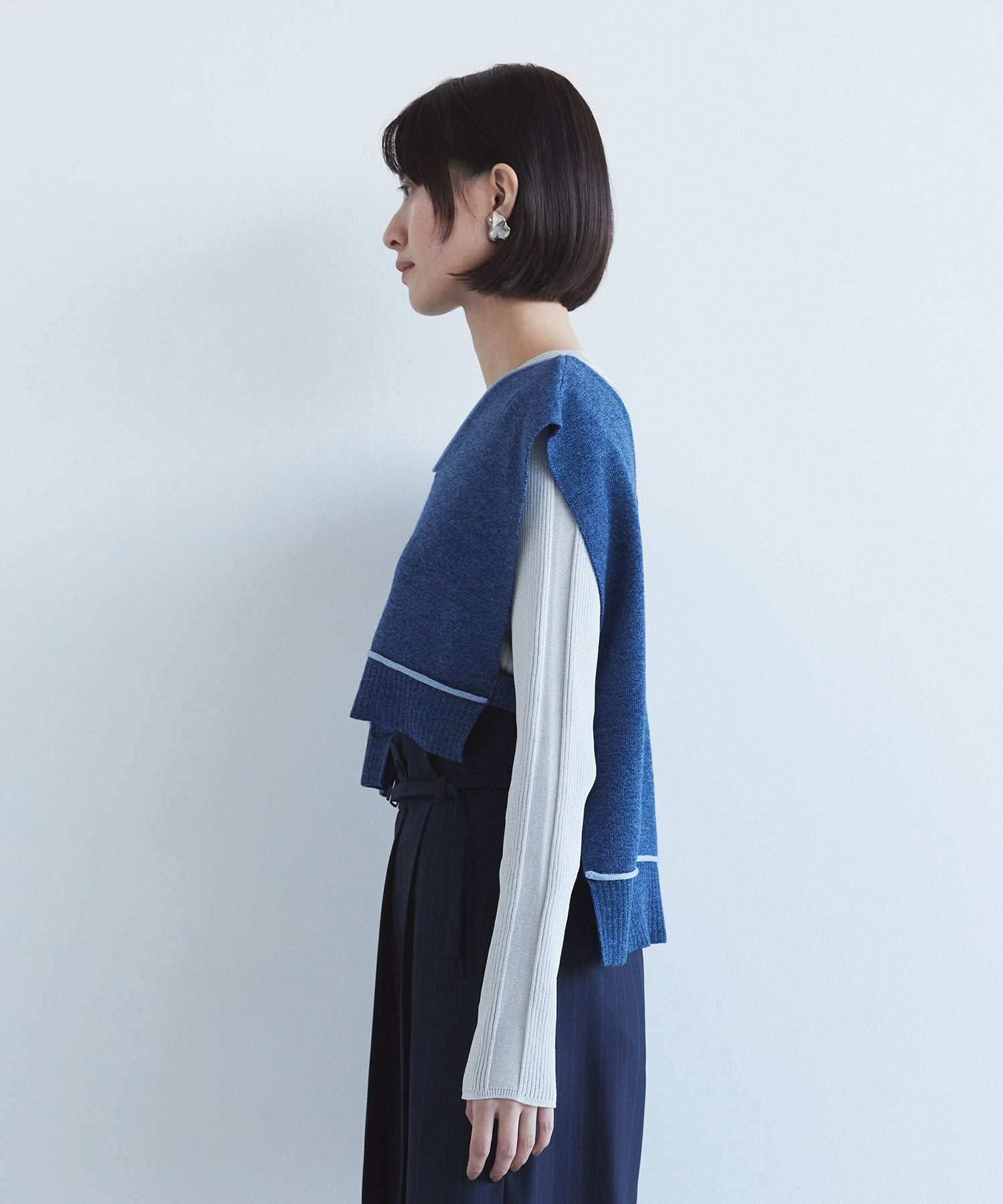 バックロングラインニットベスト