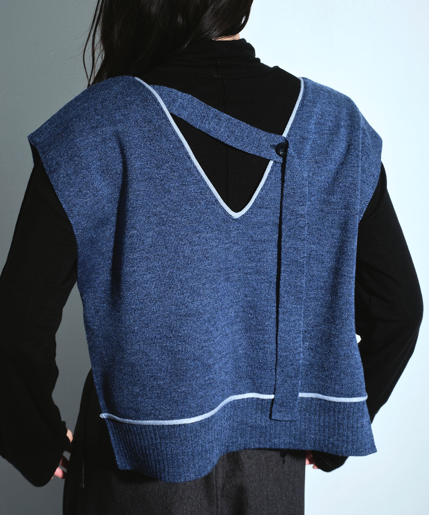 バックロングラインニットベスト