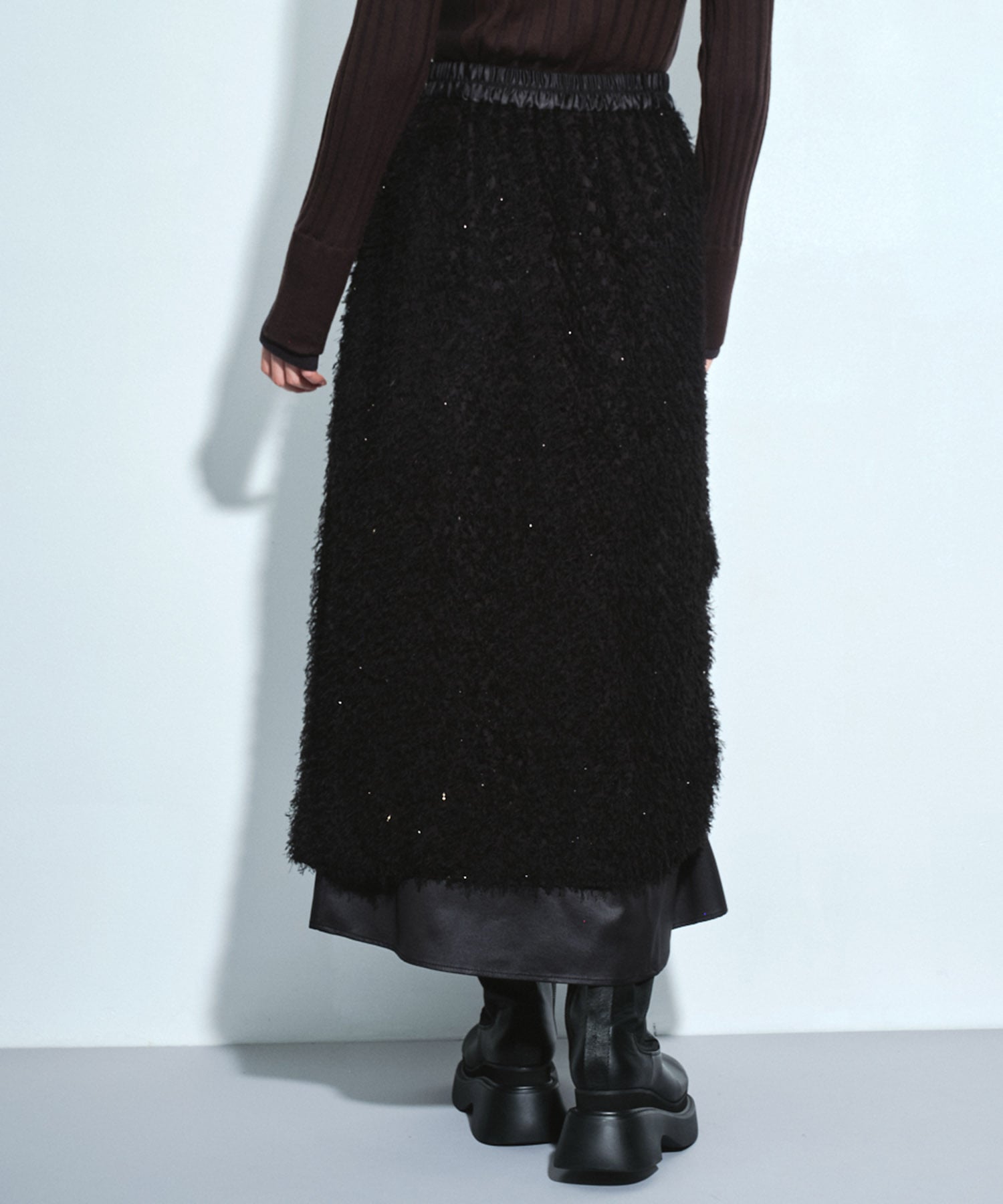 ファブリックレイヤードマキシスカート