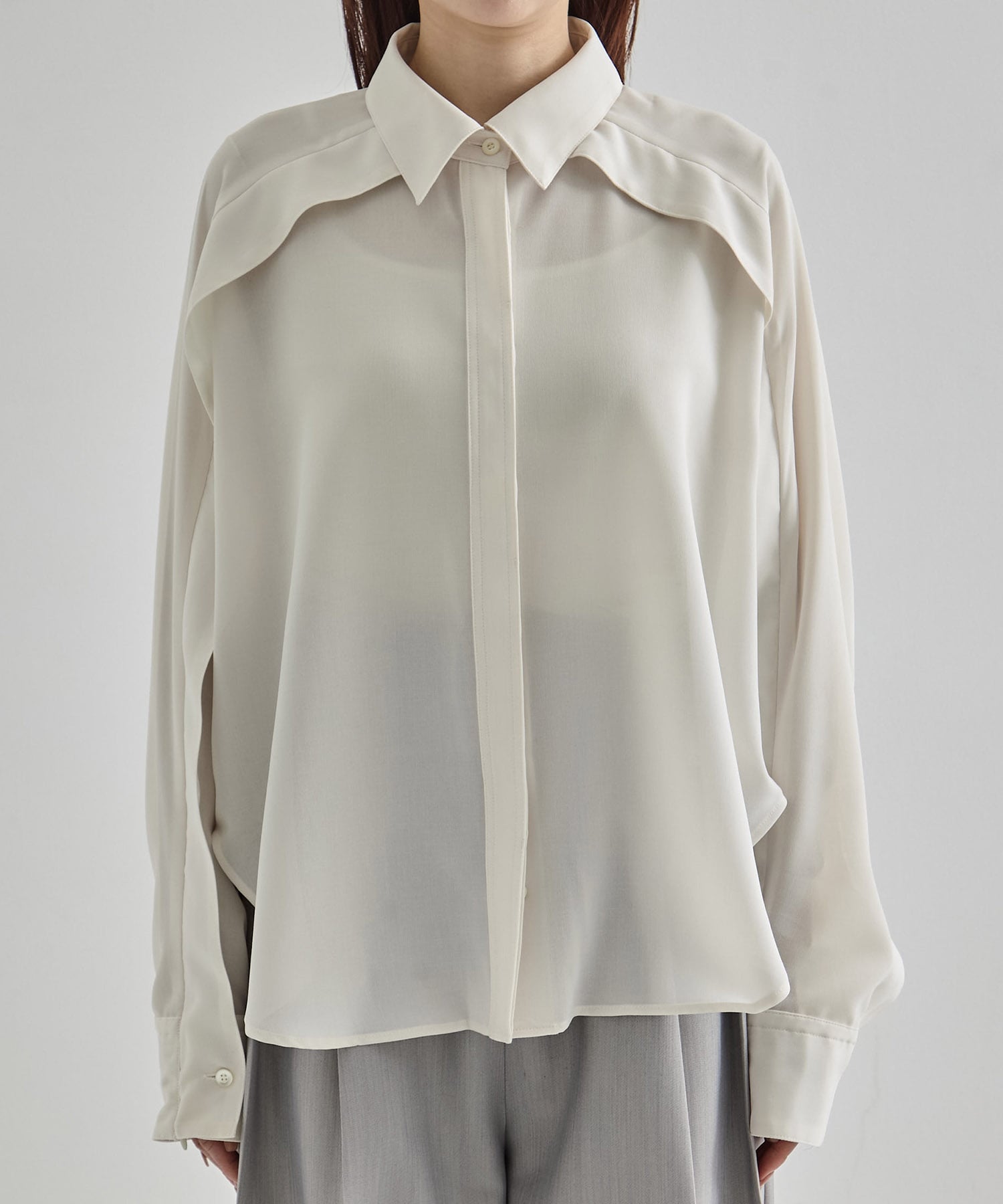 Cape Detail Sheer Over Shirt