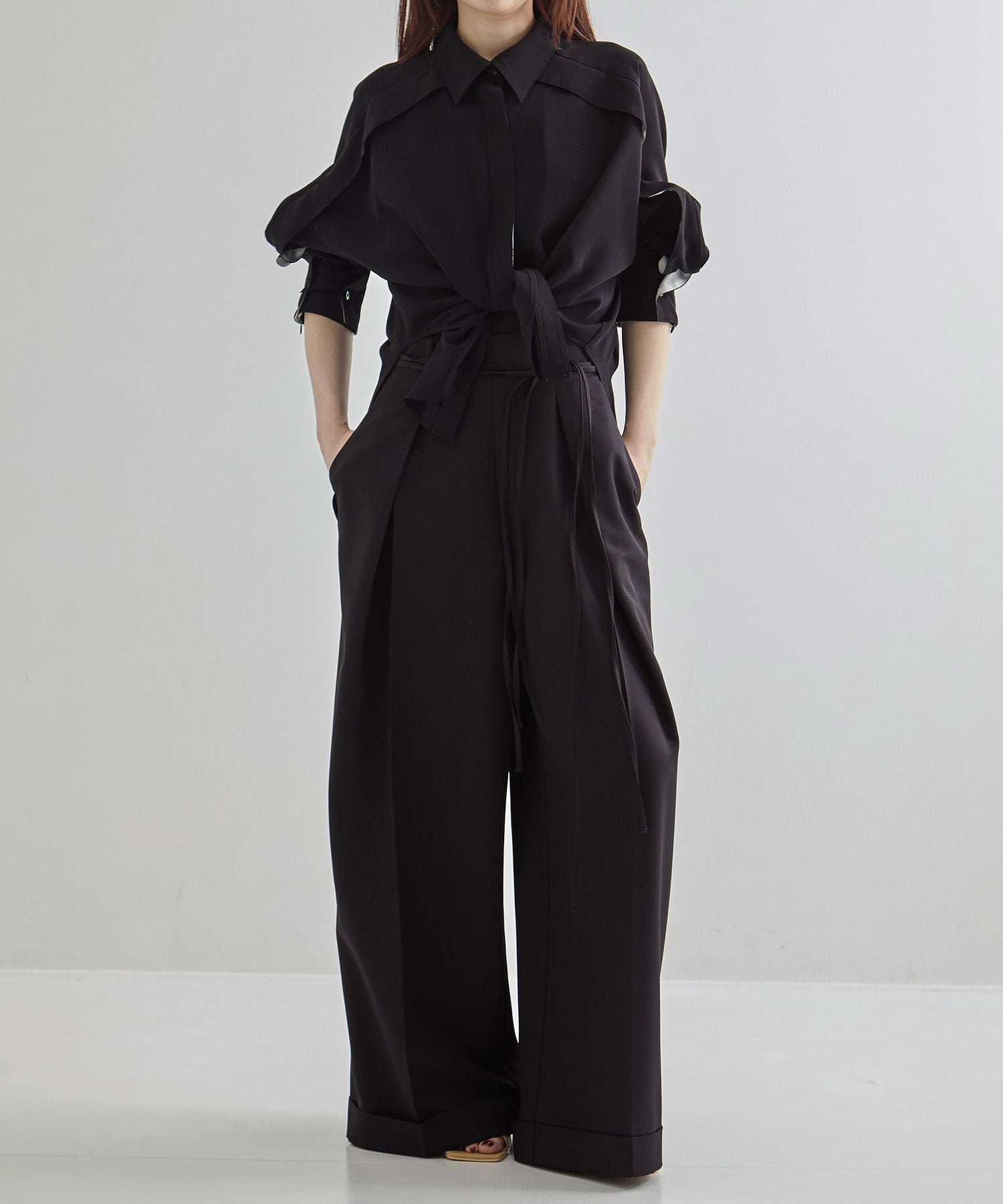 Cape Detail Sheer Over Shirt