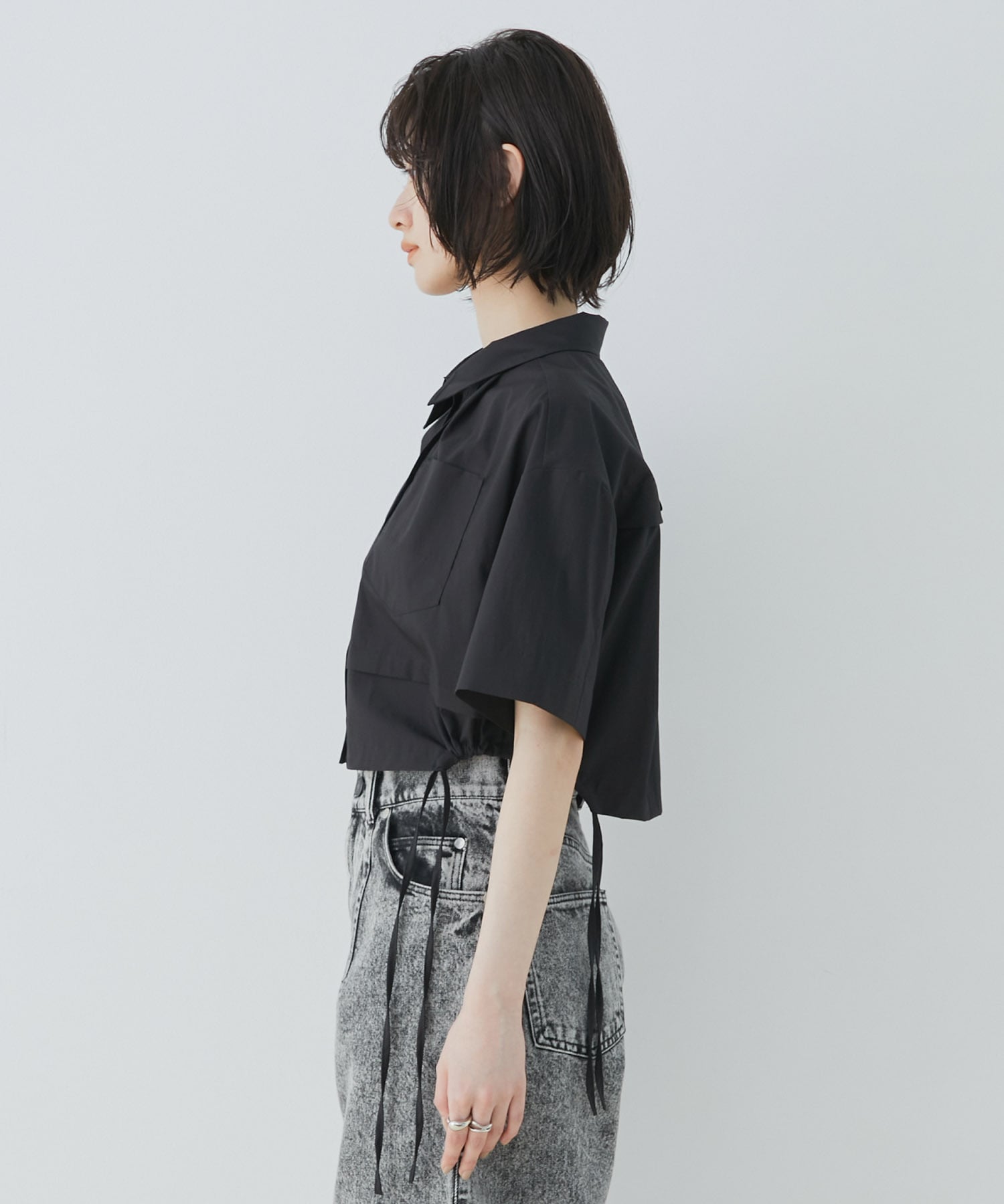 オープンヨークショートシャツ