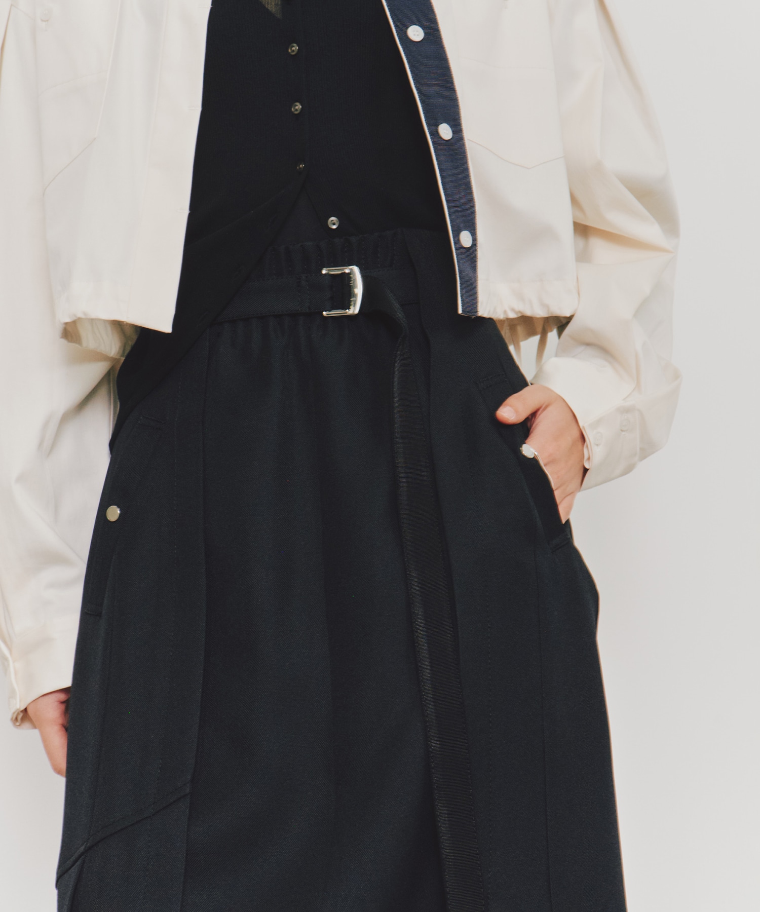 UNITED TOKYO タックゴムウエストタイトスカート navy UNITED タック