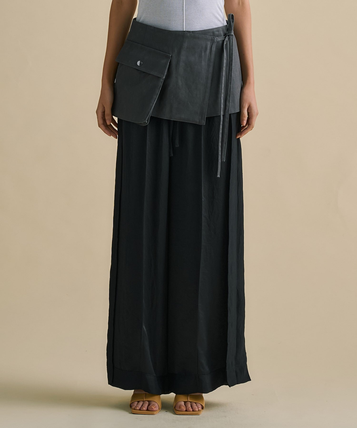 Vintage Leather Belted Satin Pants