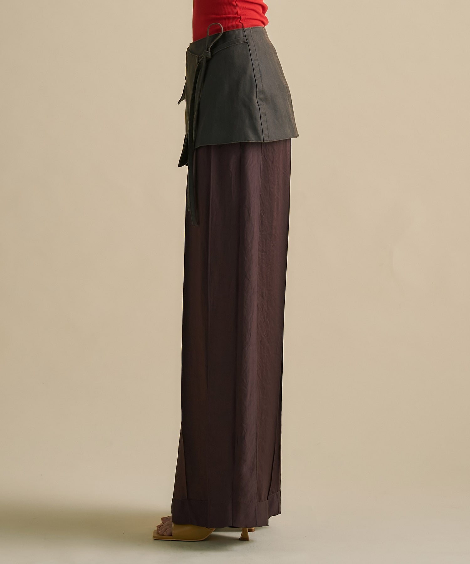 Vintage Leather Belted Satin Pants