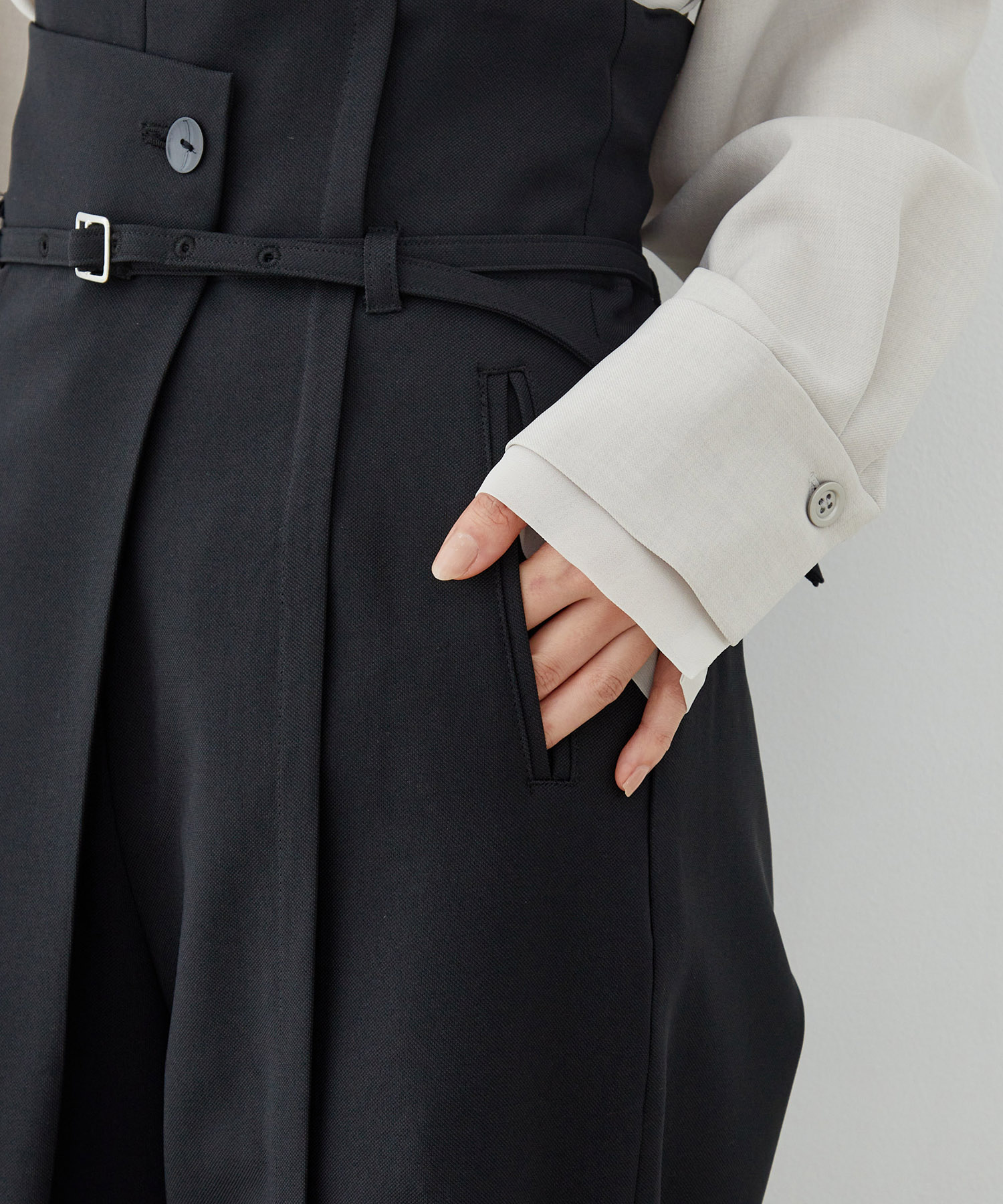 残りわずか〉HAKAMAアシメワイドパンツ(1 BLACK2): : ウィメンズ