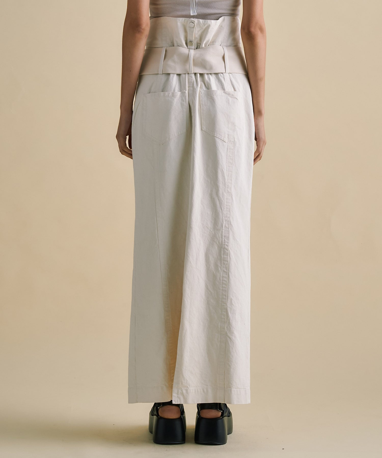 2way Waist Belted Denim Skirt