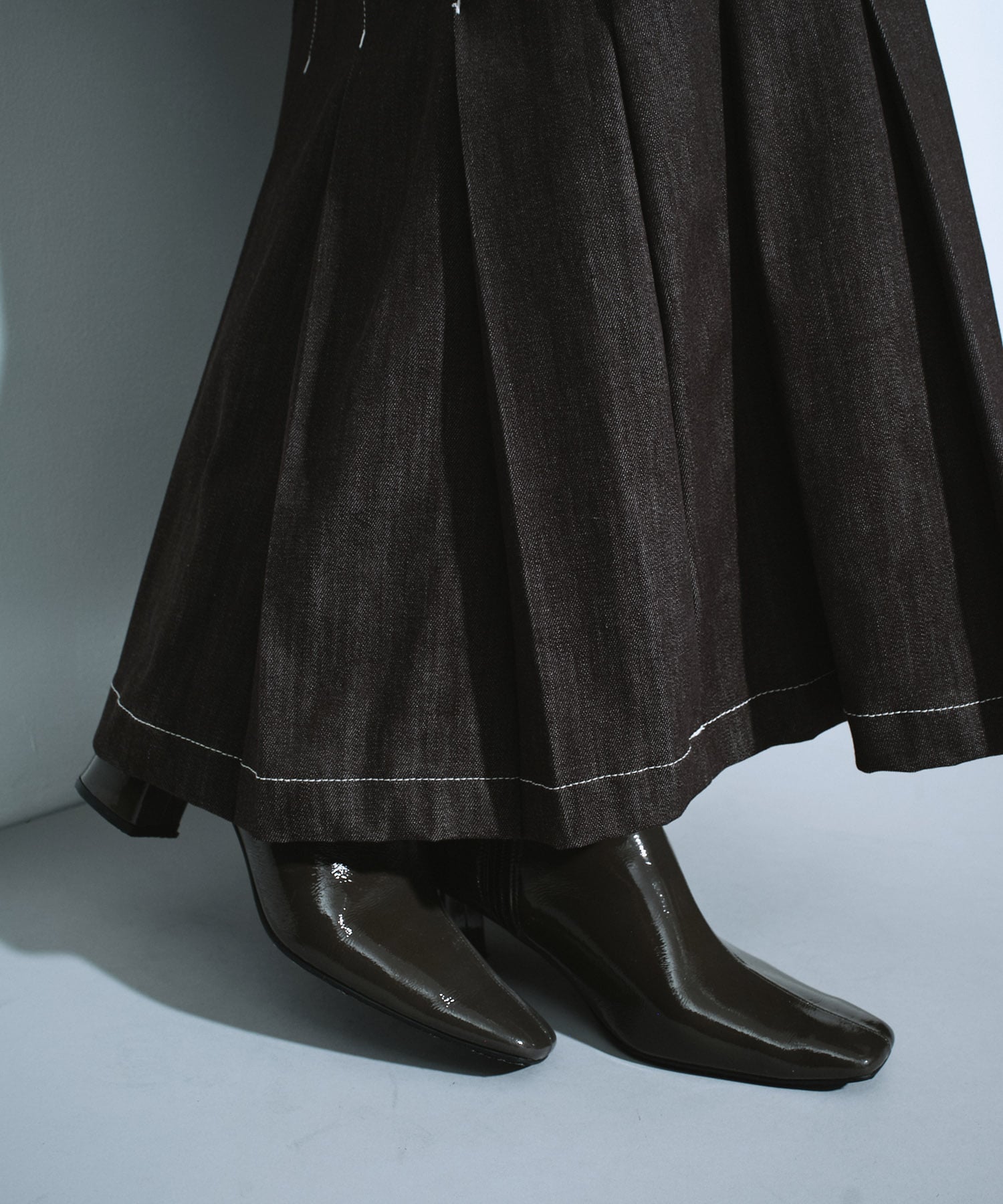 ウォッシャブルステッチドデニムスカート