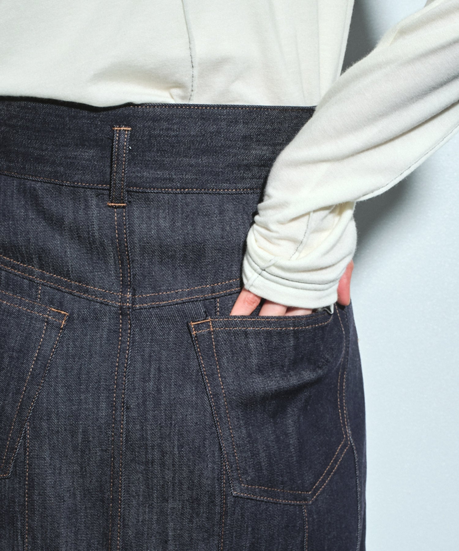 〈残りわずか〉ウォッシャブルステッチドデニムスカート