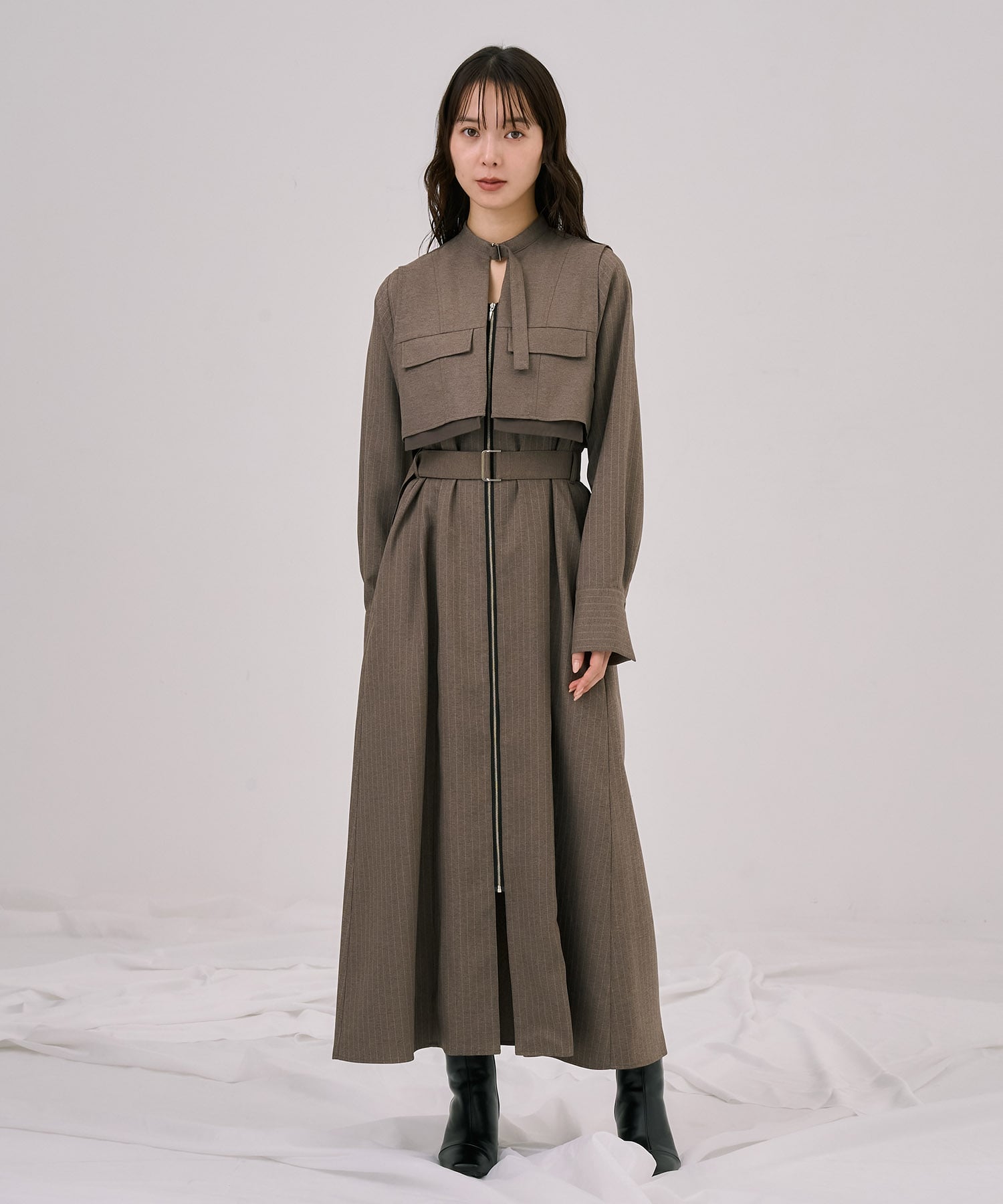 ポケットベストSETジッパーワンピース