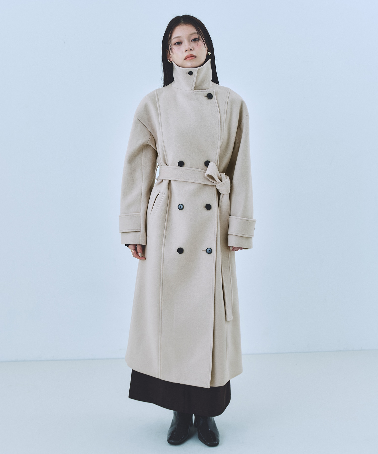 残りわずか〉SUPER140ビッグカラーコート(1 IVORY): : ウィメンズ