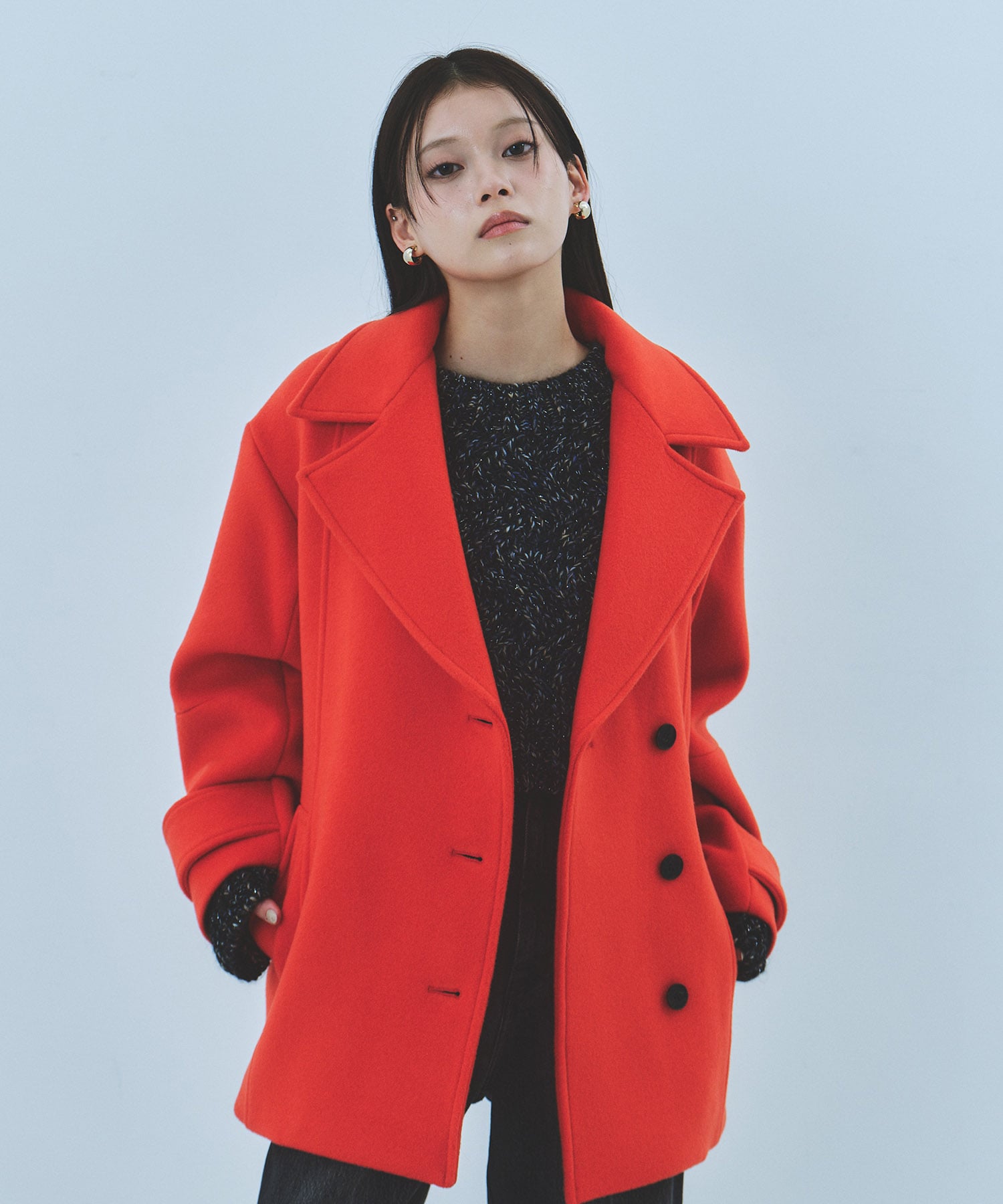 SUPER140ラペルショートコート