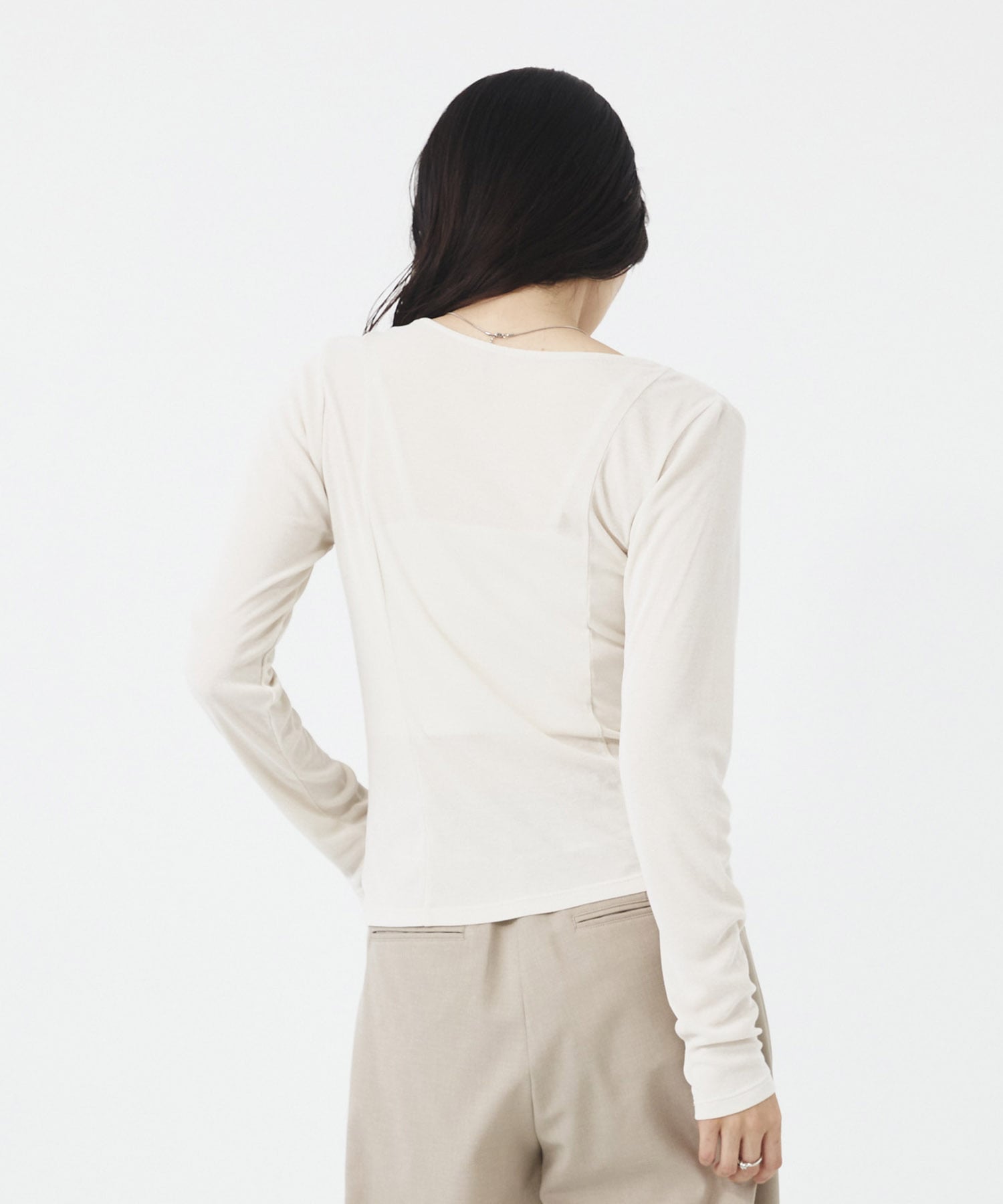 アシメドレープトップス