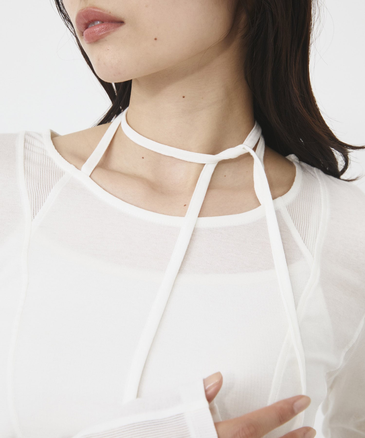 シアーストライプカットコンビプルオーバー