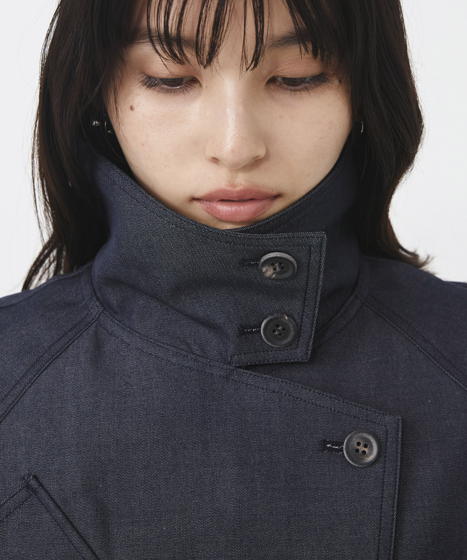 ウールデニムスタンドカラーブルゾン