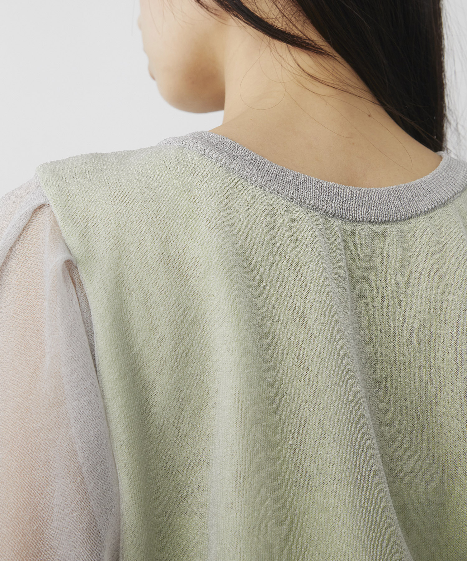 シアースリーブキュプラニットカーデ