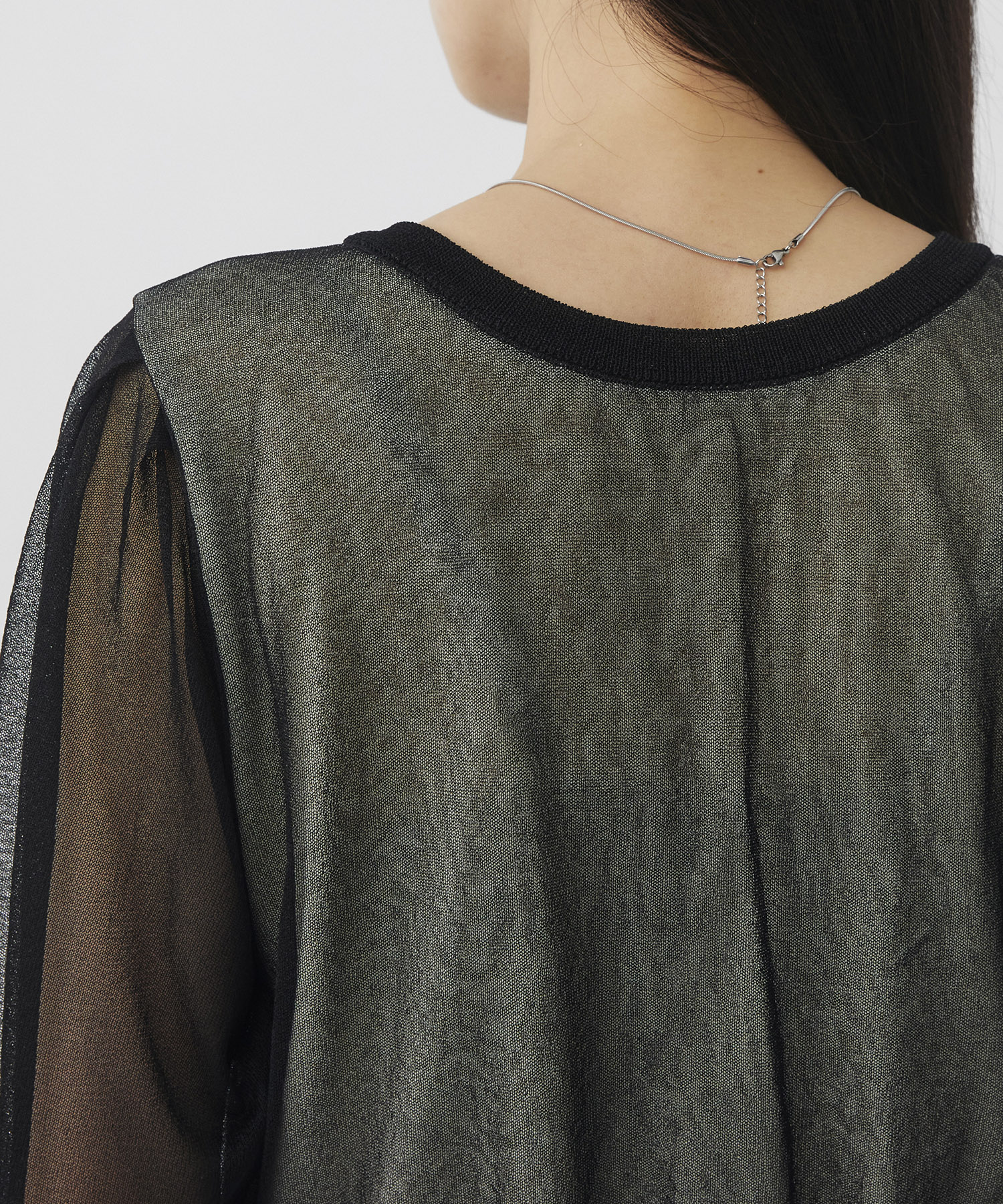 シアースリーブキュプラニットカーデ