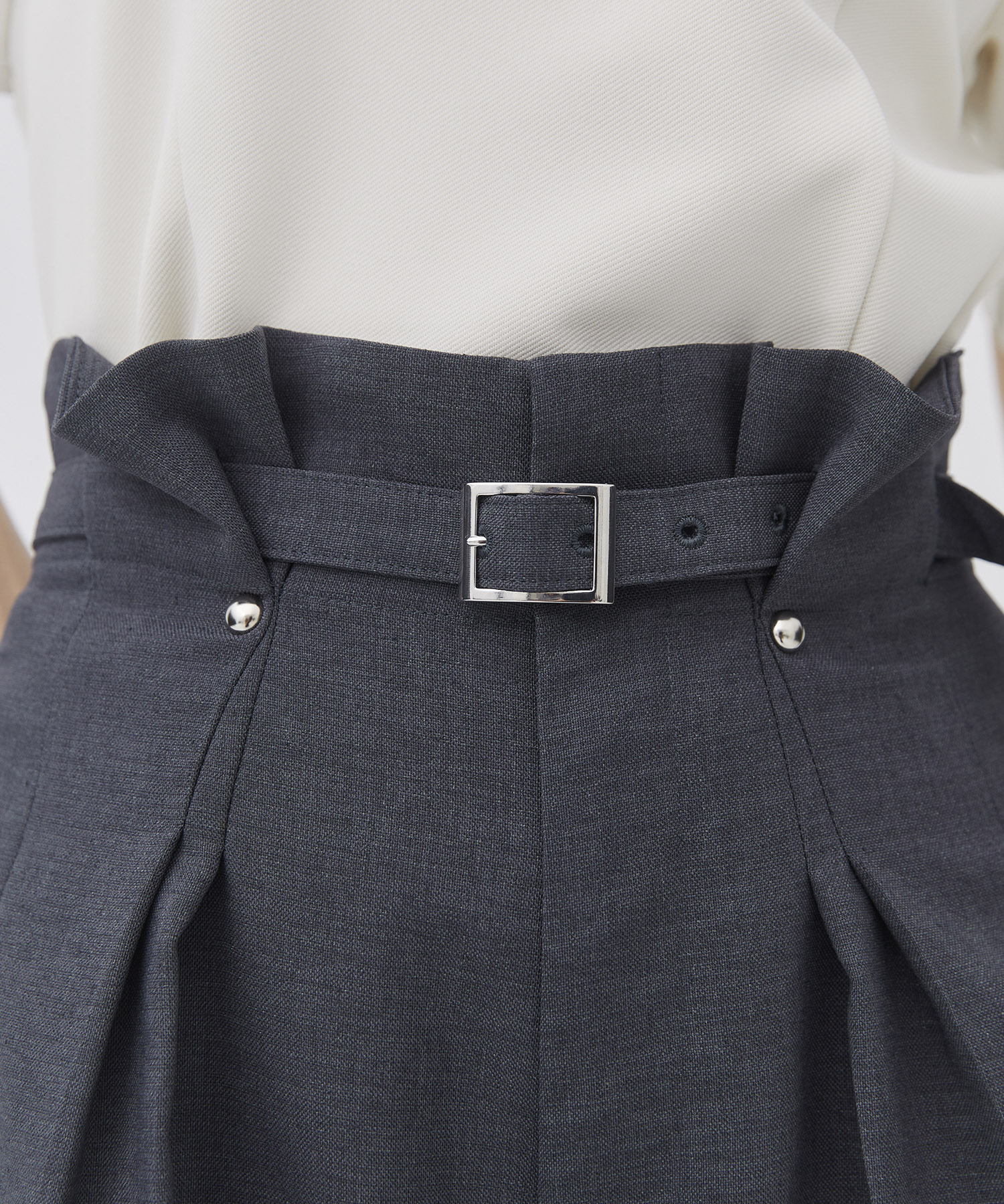 ACETATEダブルタックワイドパンツ