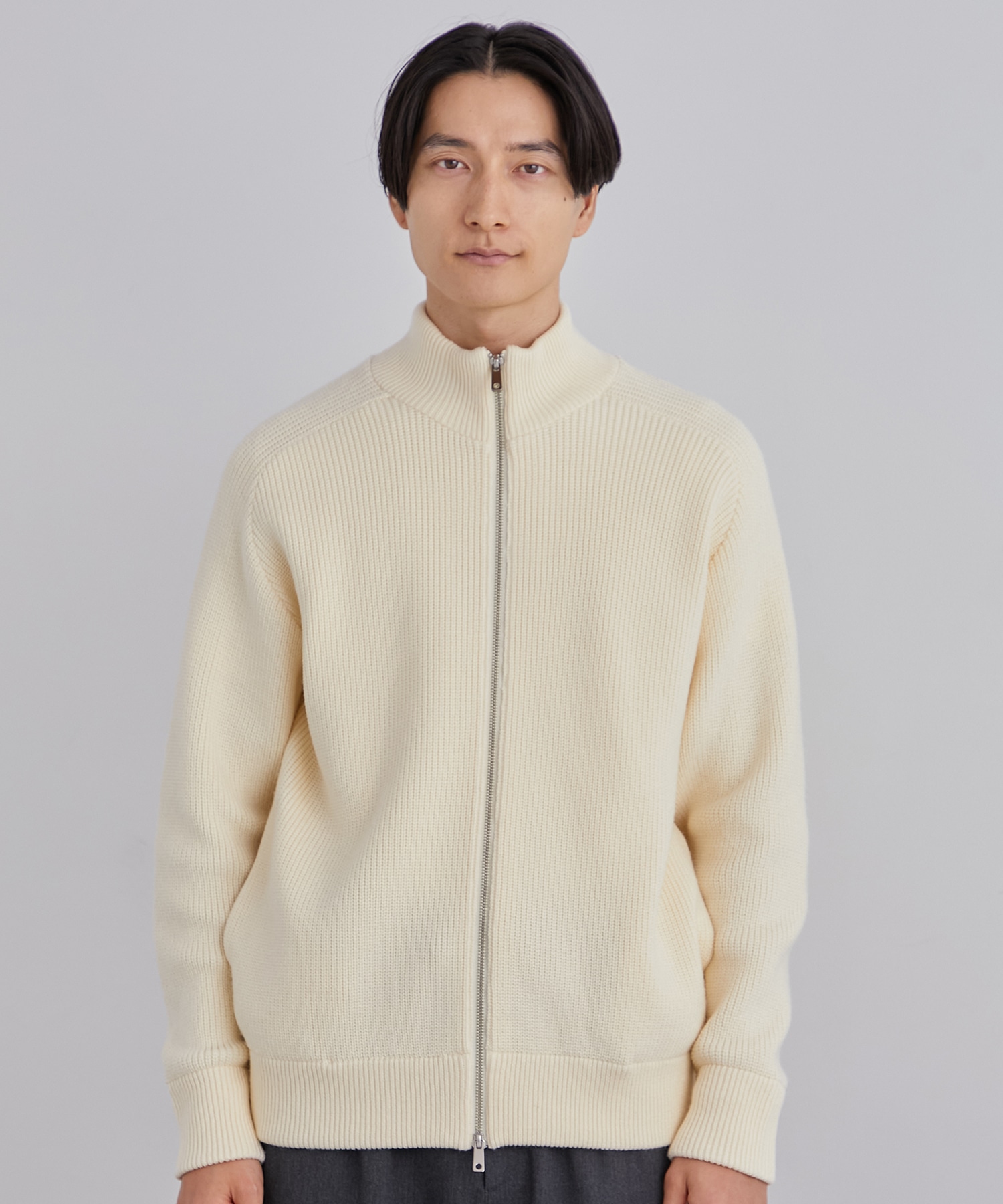 ウールリブジップドライバーズニット(1 OFF WHITE): : メンズ｜UNITED