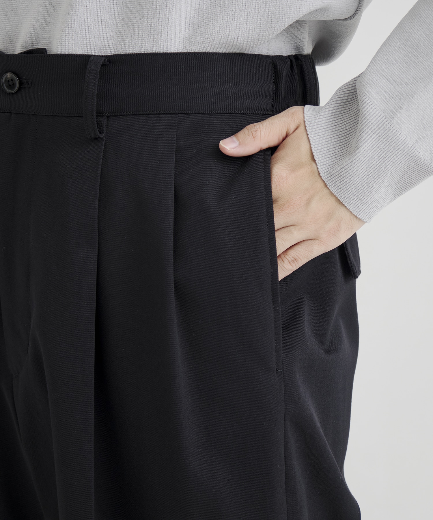 WOOL COTTON ギャバ 2タックパンツ
