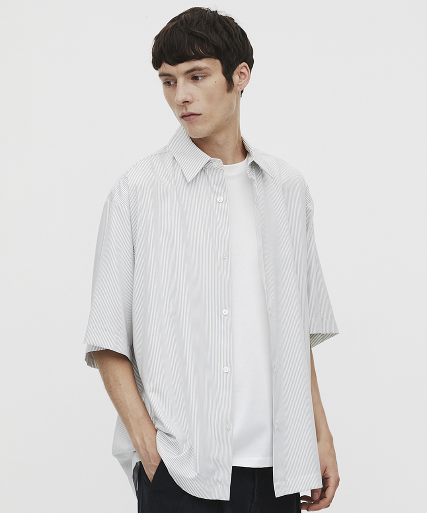 〈WEB限定〉DRY RAYON ストライプショートスリーブシャツ
