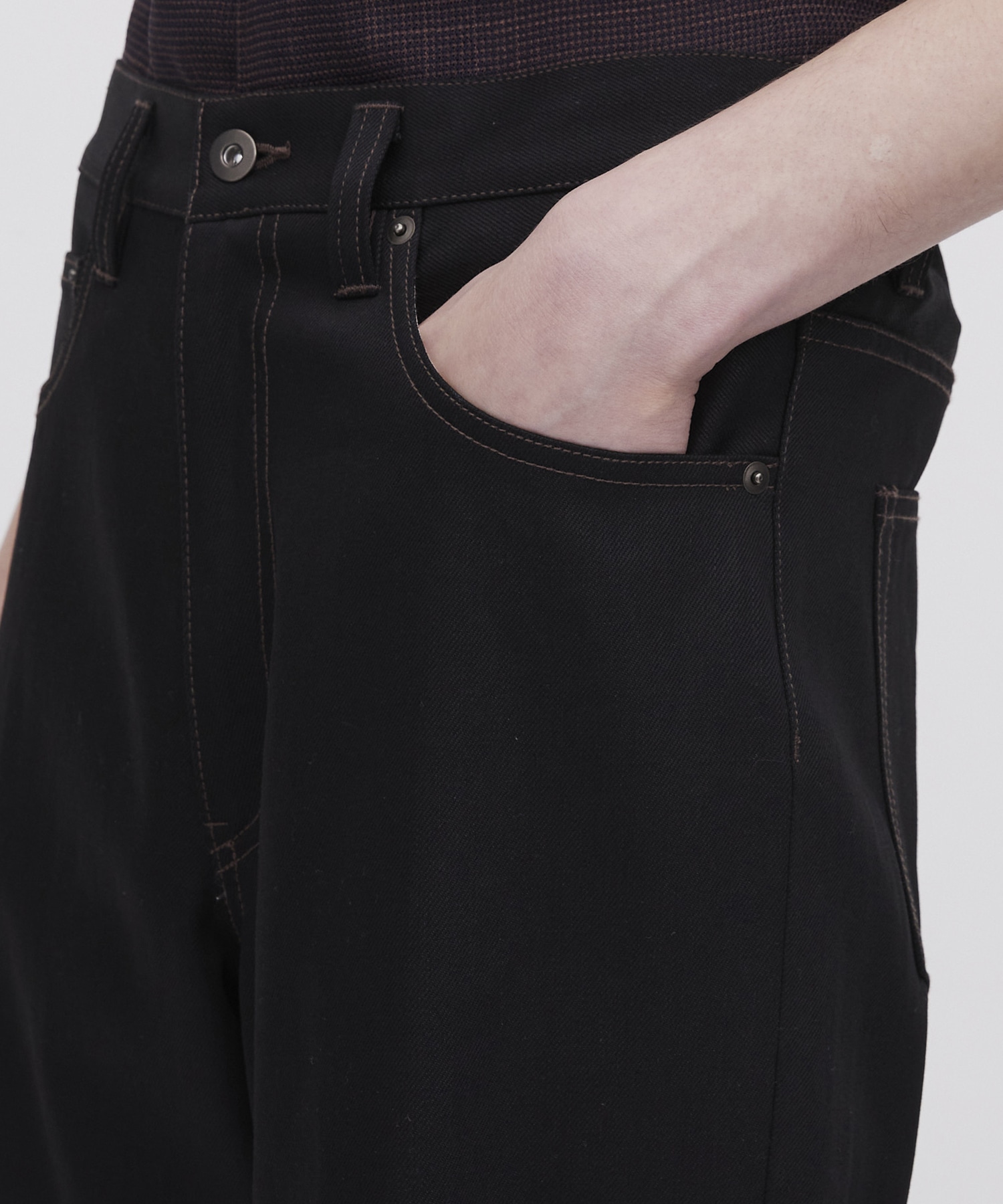 SUPIMA DENIM ストレートセミフレアパンツ
