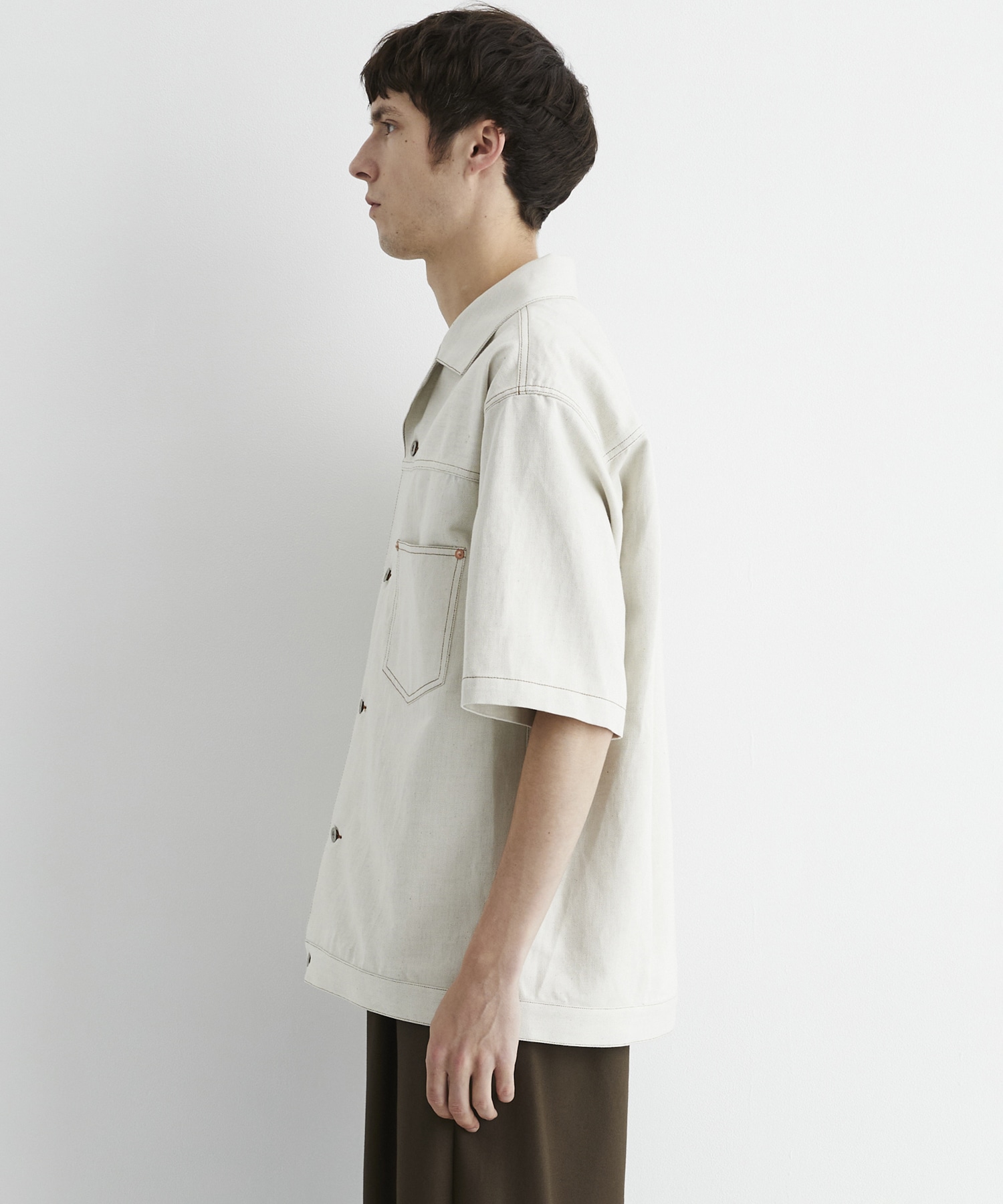 〈残りわずか｜再入荷なし〉9.5oz LINEN DENIM ワークシャツ S/S